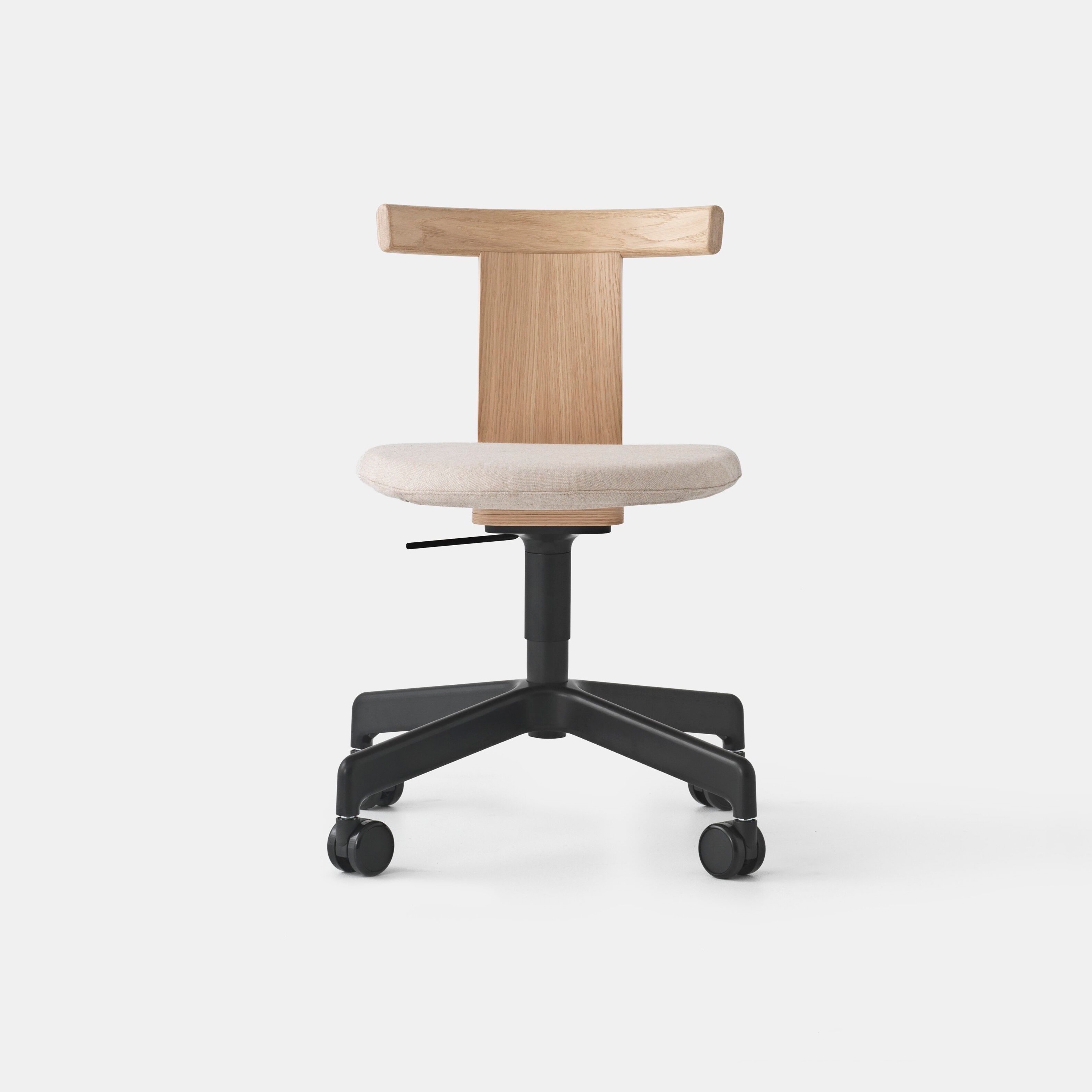 Jiro Swivel Chair Natural - Black Base with Casters - Upholstered