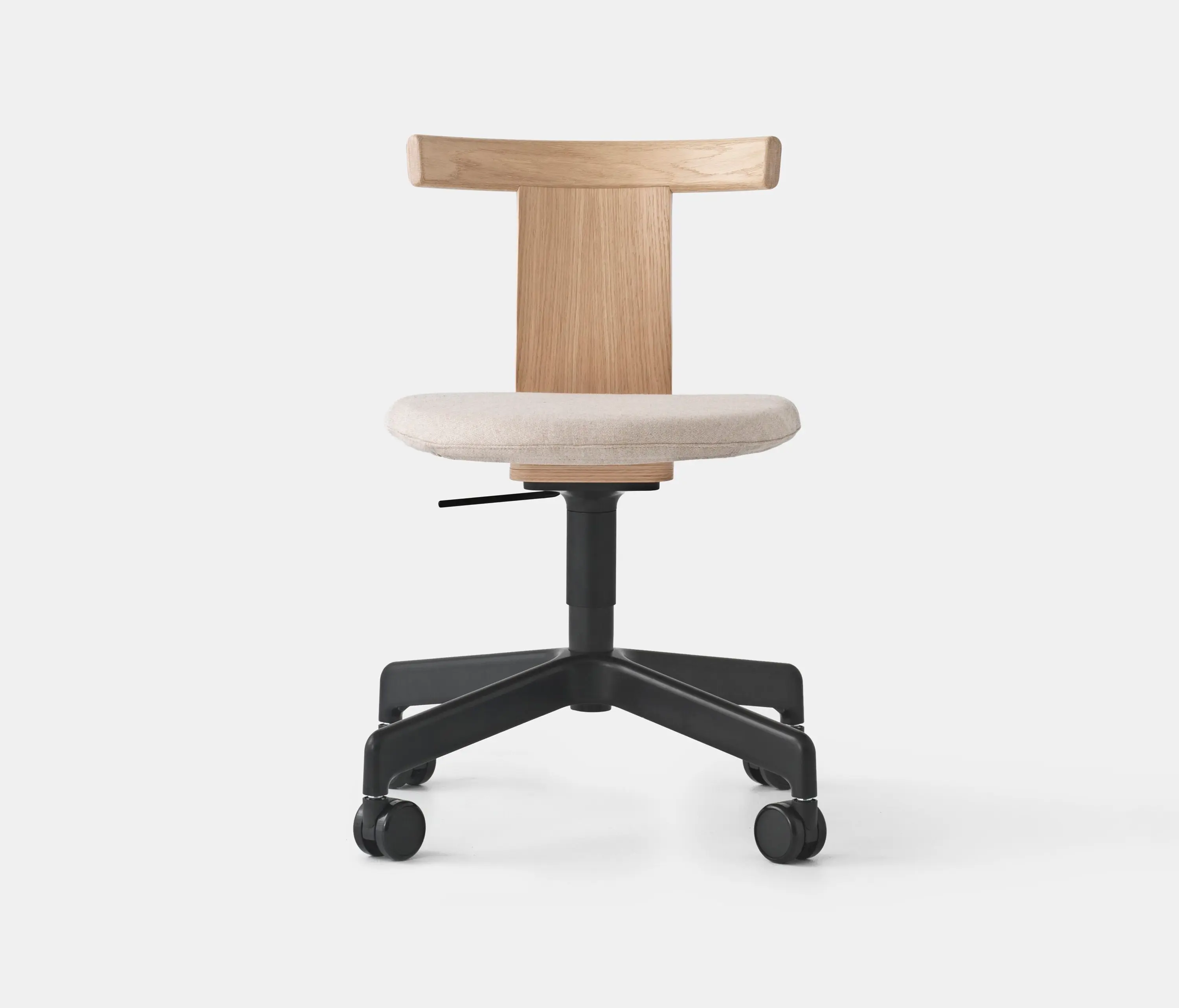 Resident - Jiro Swivel Chair Natural - Black Base with Casters - Upholstered