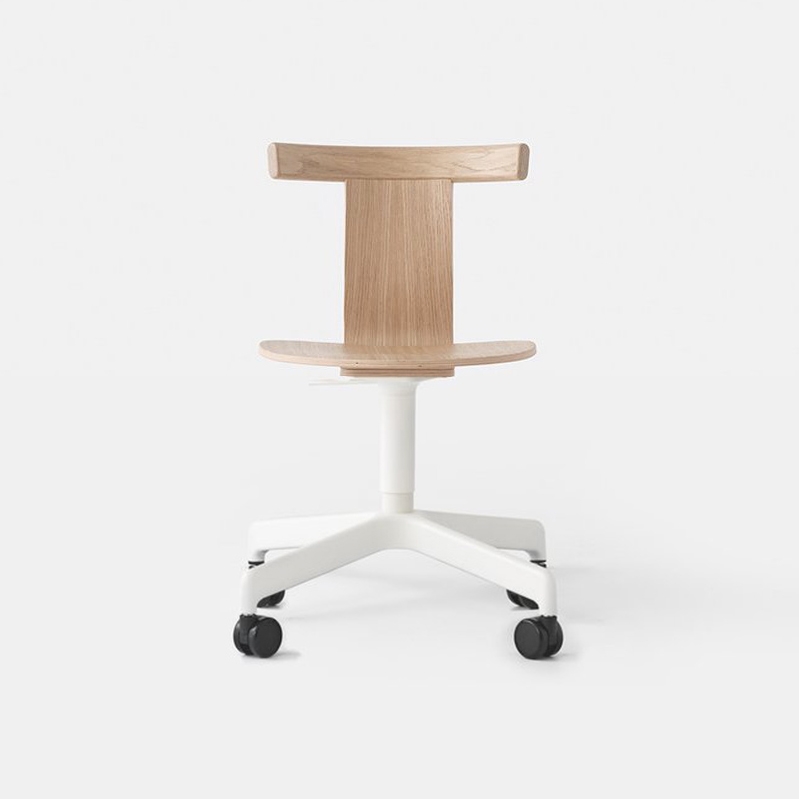 Jiro Swivel Chair Natural - White Base with Casters
