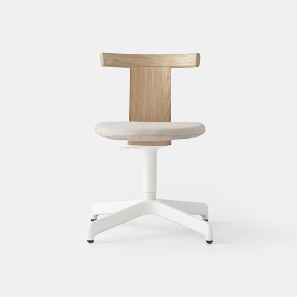 Jiro Swivel Chair Natural - White Base - Upholstered