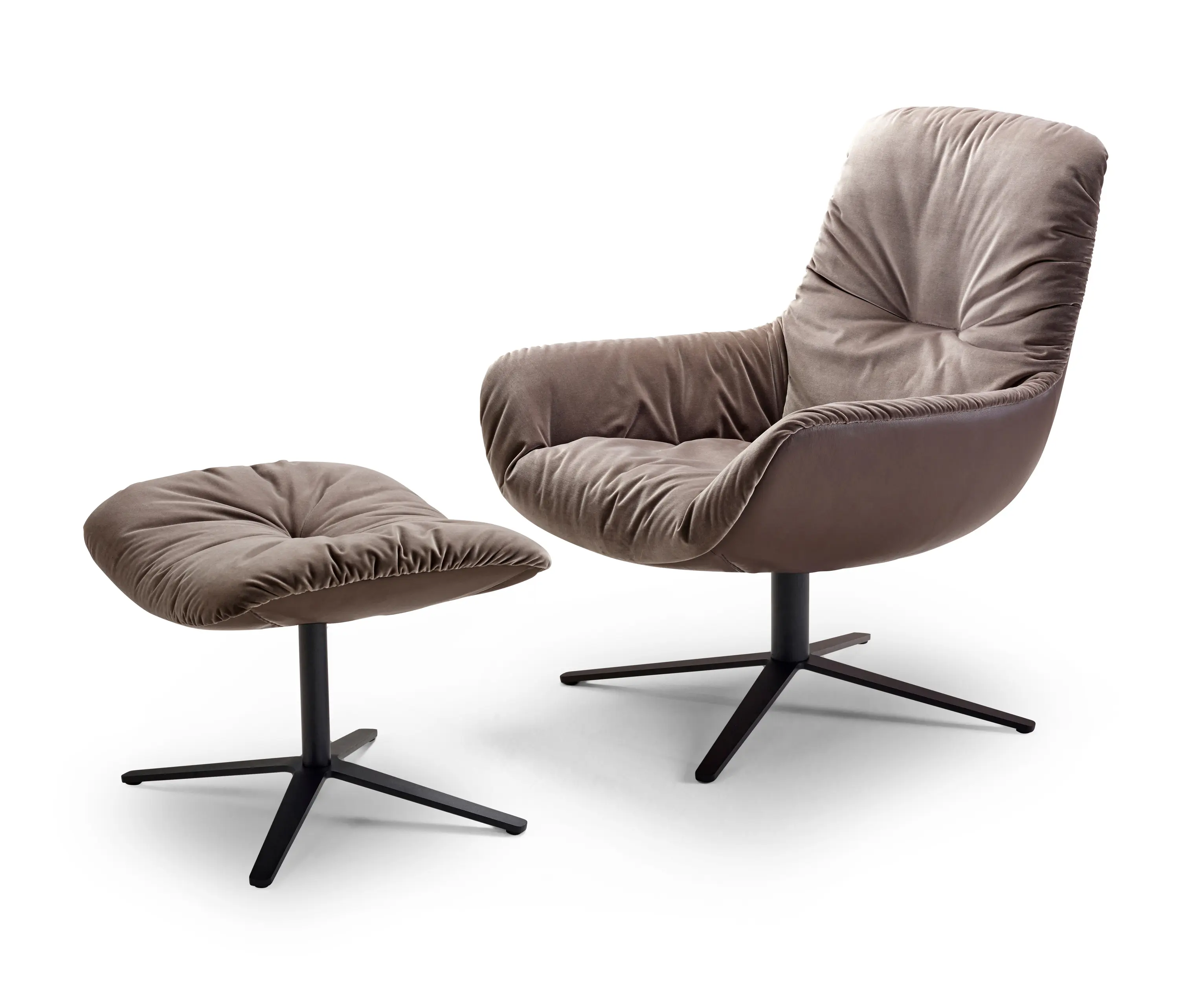 FREIFRAU MANUFAKTUR - Leya | Lounge Chair with x-base frame & Ottoman