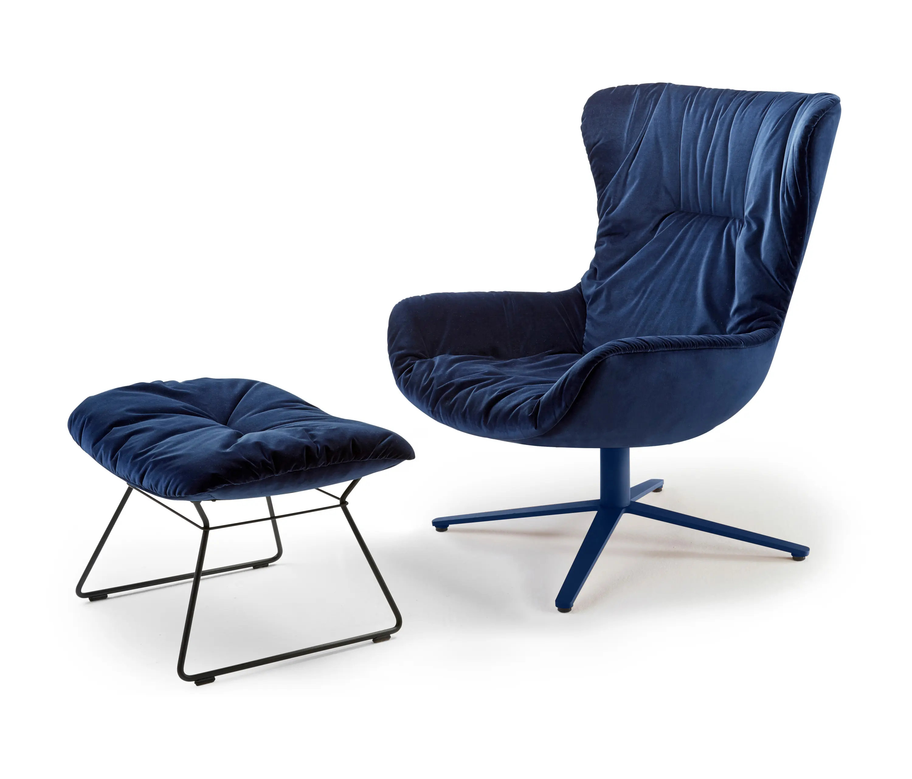 FREIFRAU MANUFAKTUR - Leya | Wingback Chair with x-base frame & Ottoman