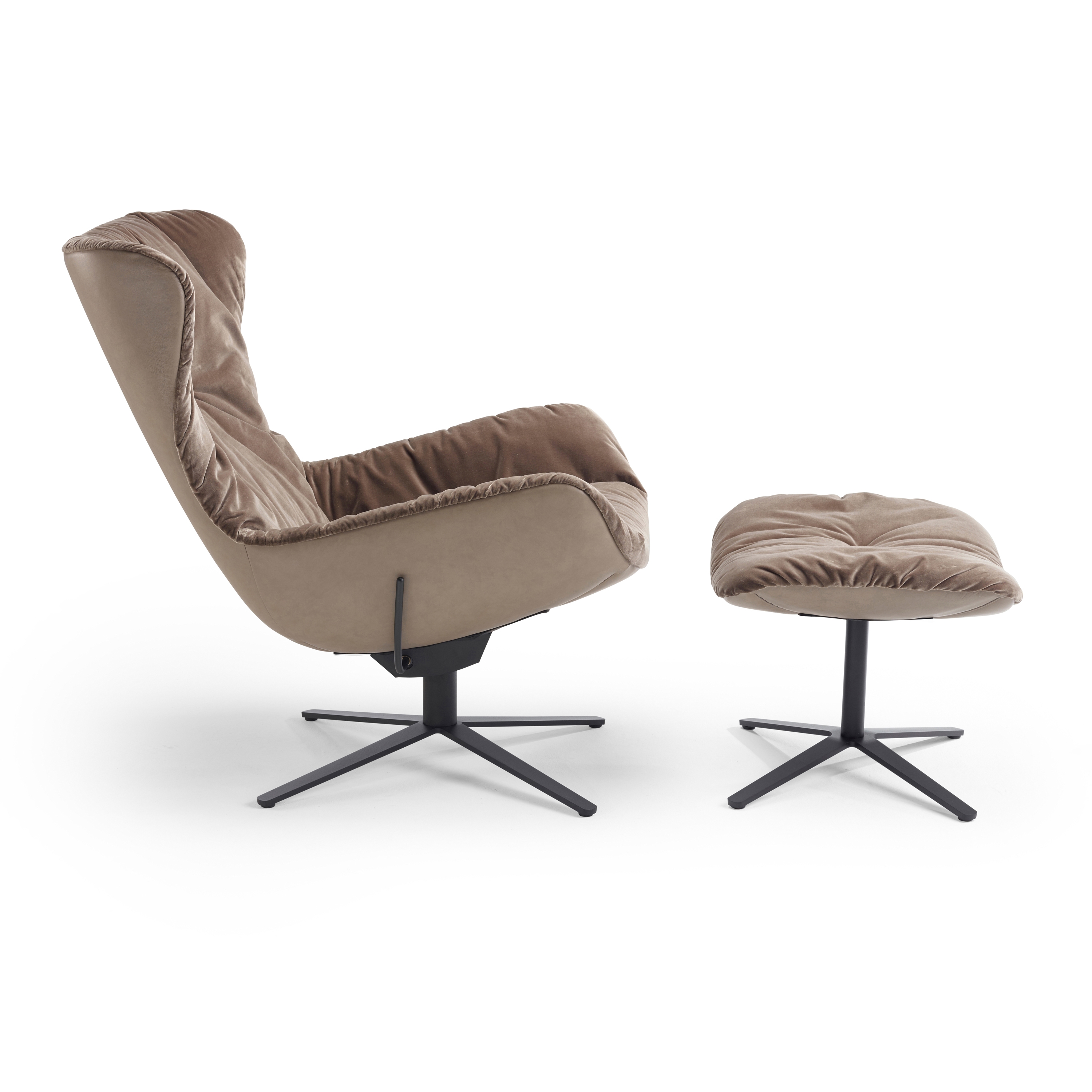 Leya | Wingback Chair with x-base frame with rocker / tilting mechanism & Ottoman
