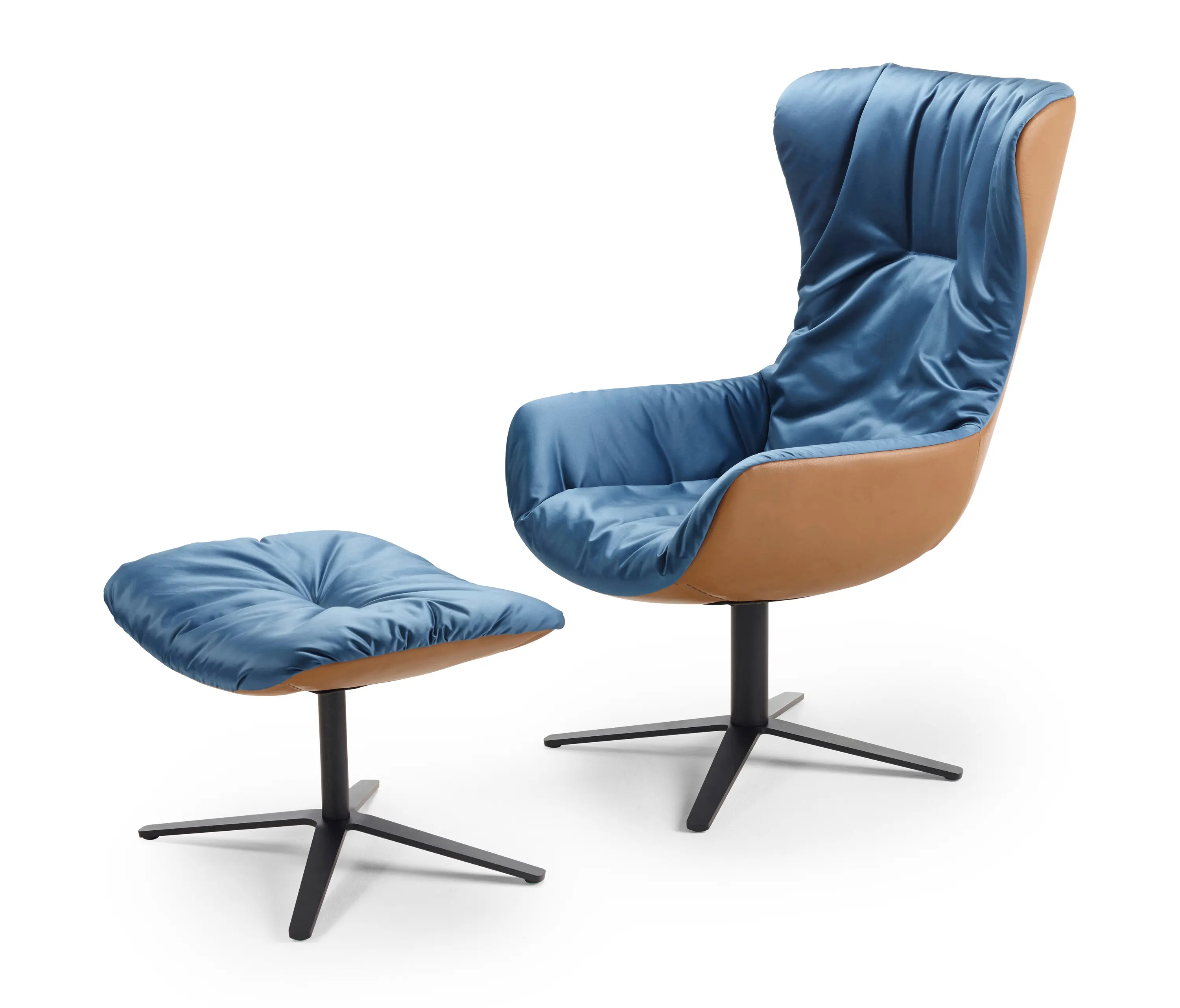 FREIFRAU MANUFAKTUR - Leya | Wingback Chair with x-base frame & Ottoman