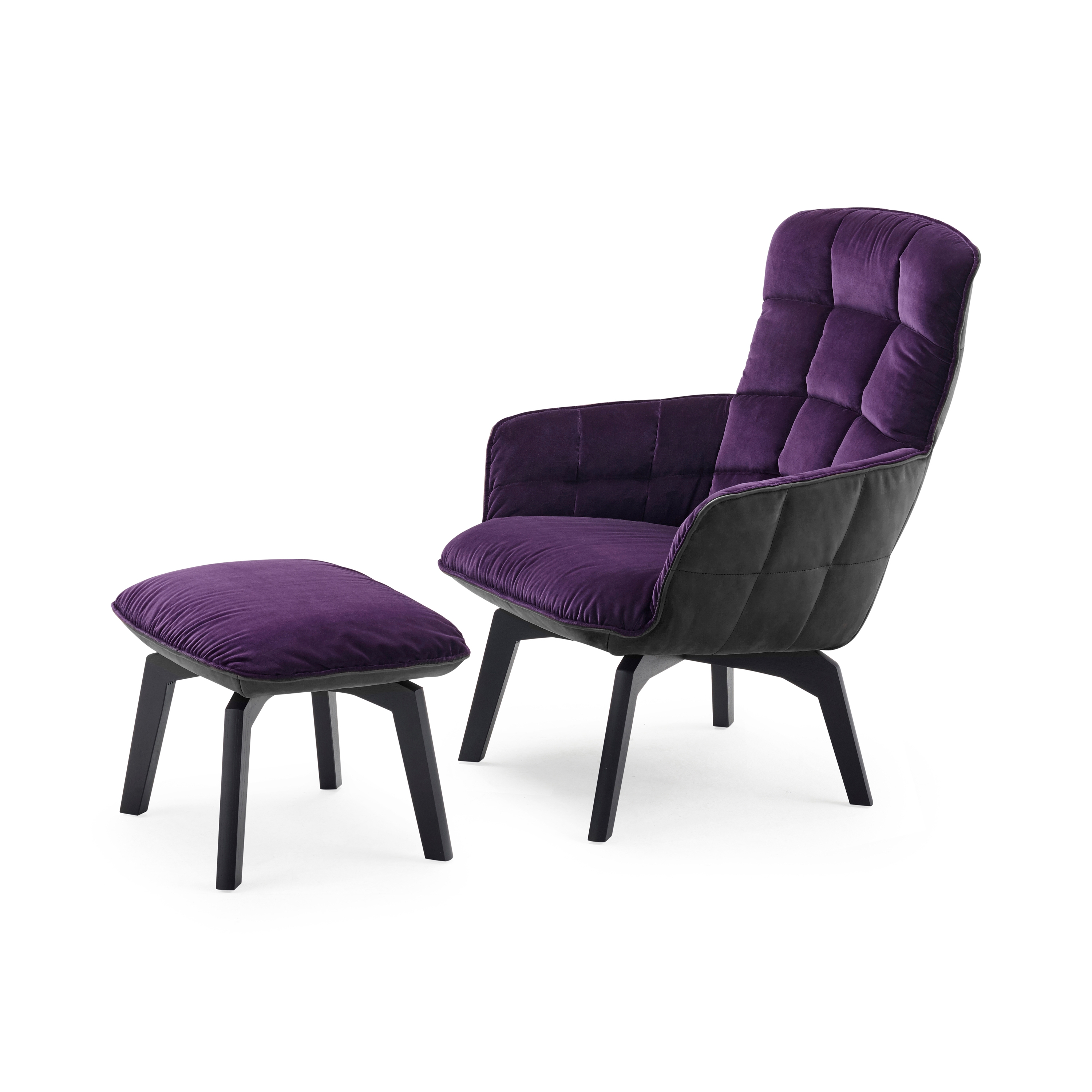 Display product Marla | Easy Chair High with wooden frame and Ottoman from manufacturer FREIFRAU MANUFAKTUR