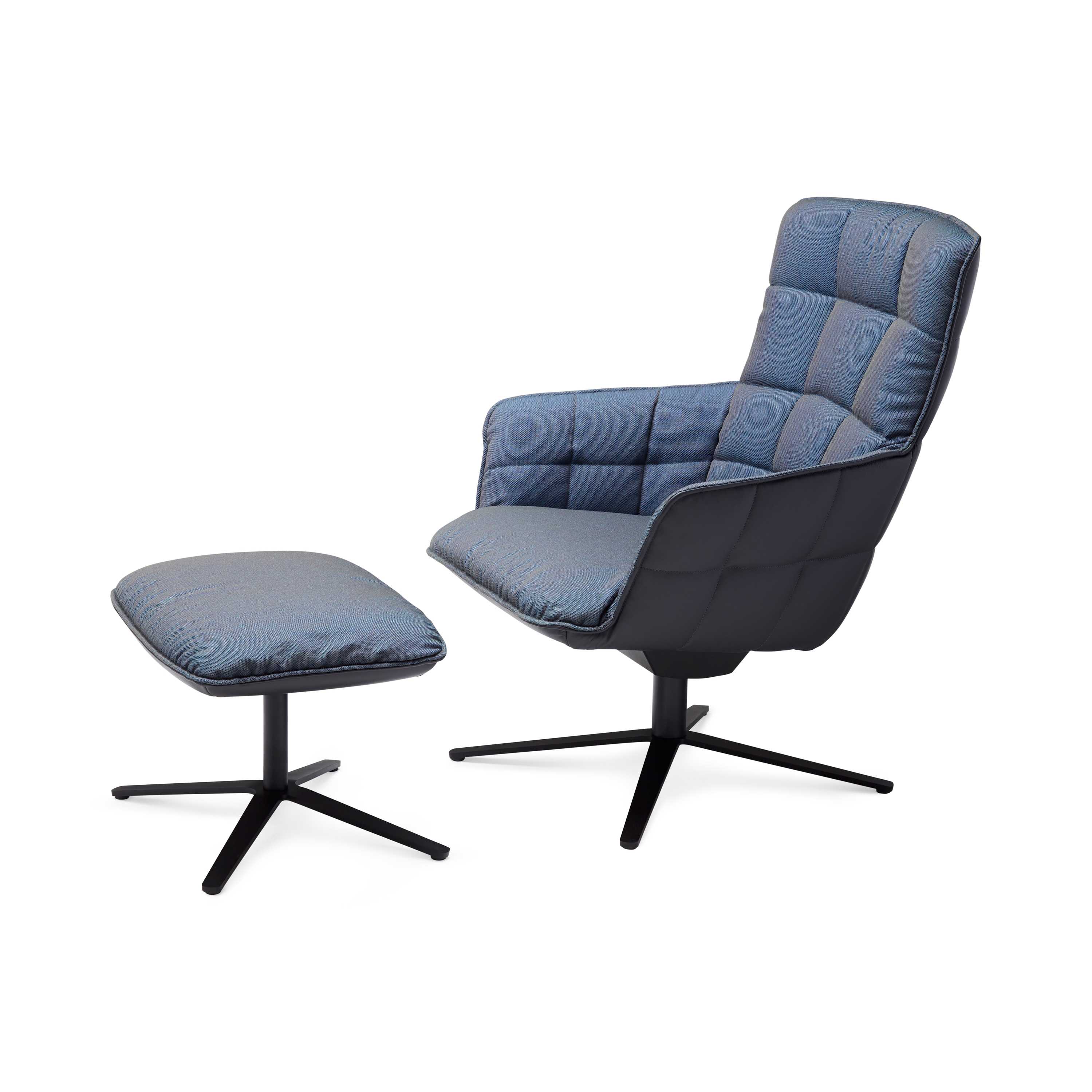 Display product Marla | Easy Chair High with x-base frame and Ottoman from manufacturer FREIFRAU MANUFAKTUR