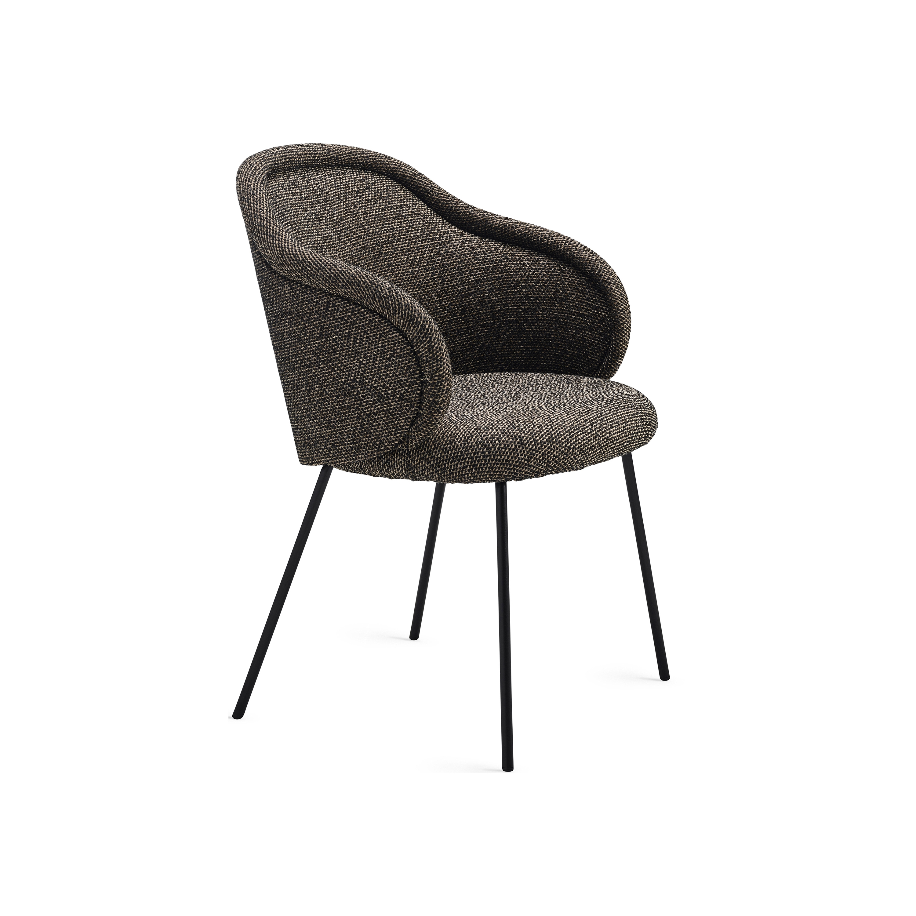 Ona | Curved Armchair with 4-leg steel frame