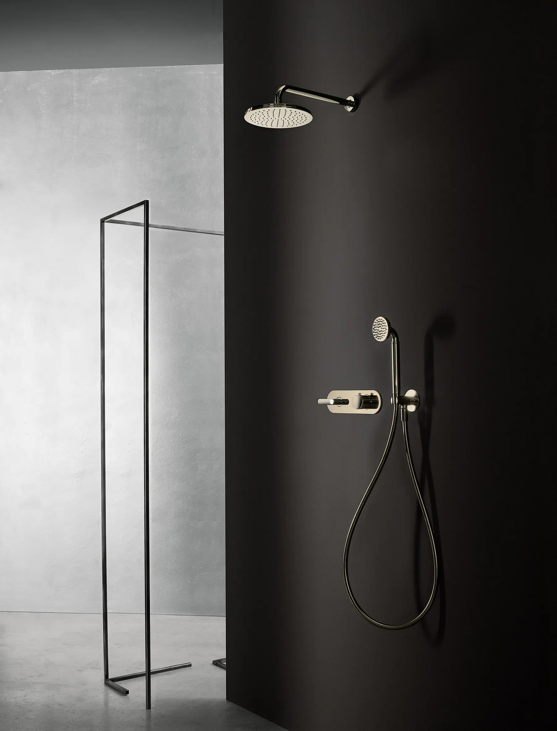 Fantini - Icona Deco | Miscelatore termostatico doccia incasso 3/4'' - Braccio doccia - Soffione a pioggia - Completo doccia
