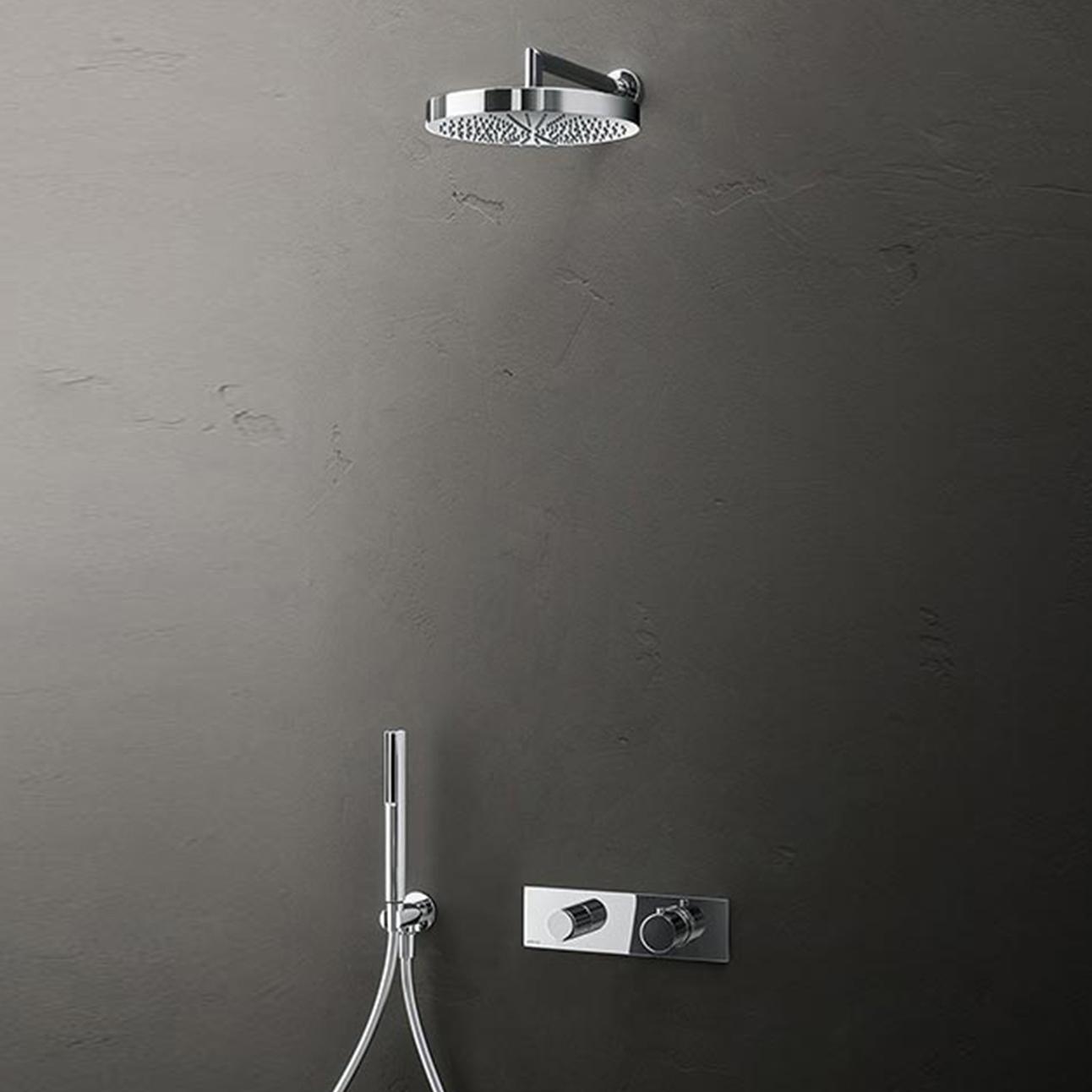 Nostromo | Mitigeur thermostatique douche à encastrer 3/4" - Pomme de douche jet pluie - Bras de douche - Combiné de douche