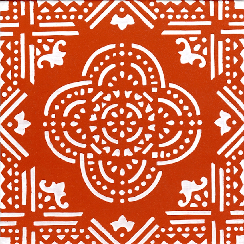 Mostrar el producto LR SC Madras Fondo Arancio Decoro Bianco del fabricante La Riggiola