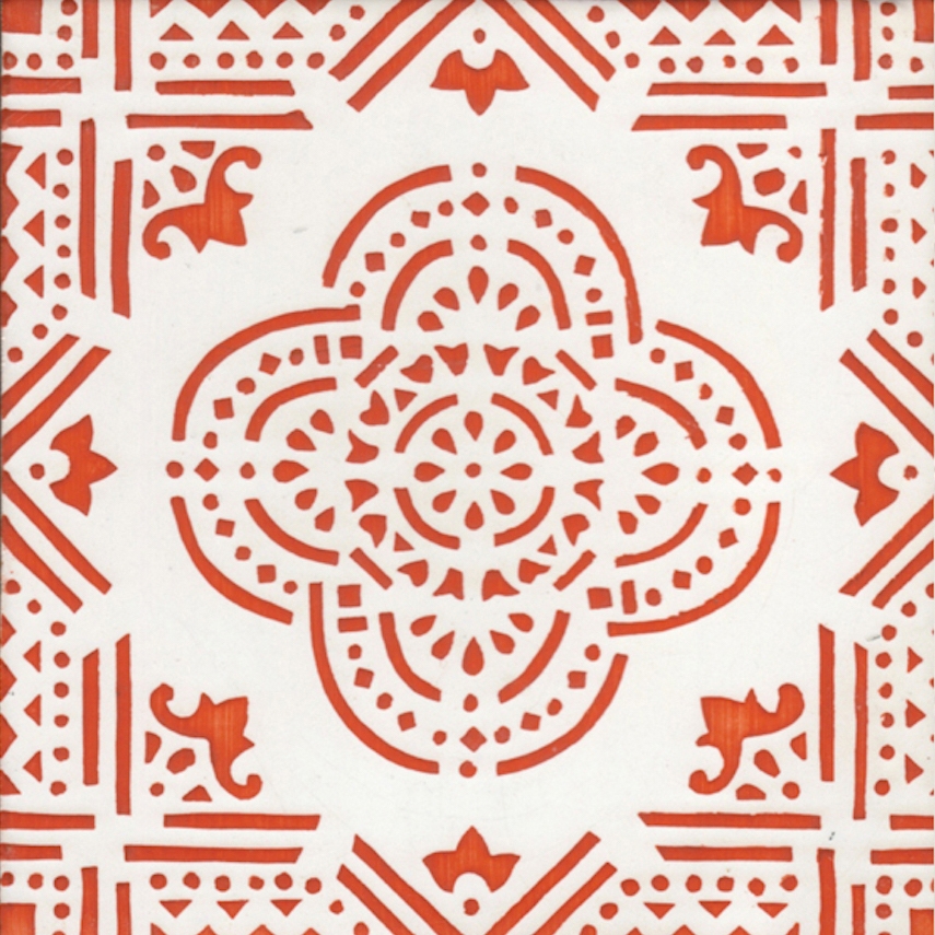 Afficher le produit LR SC Madras Fondo Bianco Decoro Arancio du fabricant La Riggiola
