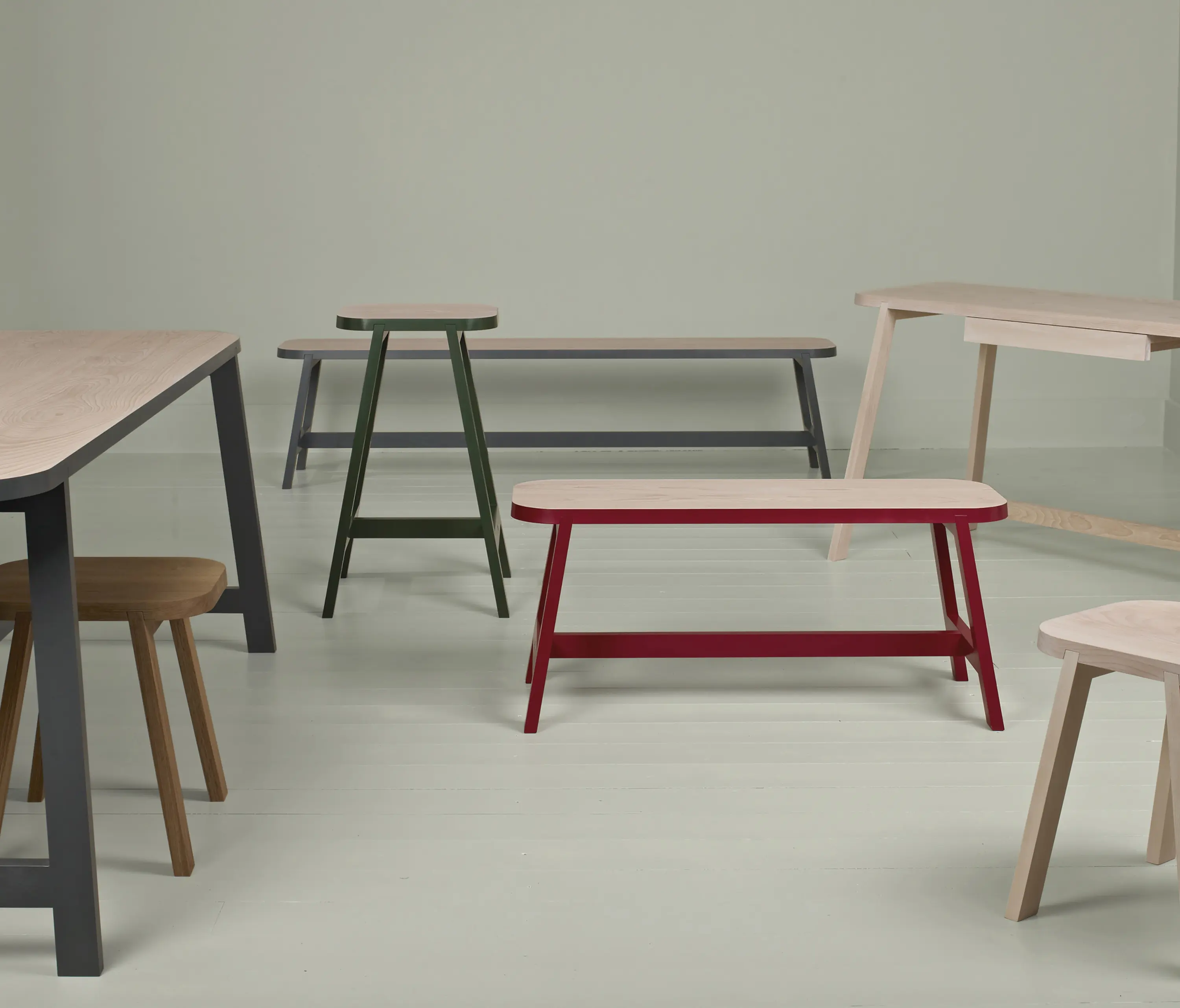 Another Country - Dining Table Three - Beech/Grey Lacquered