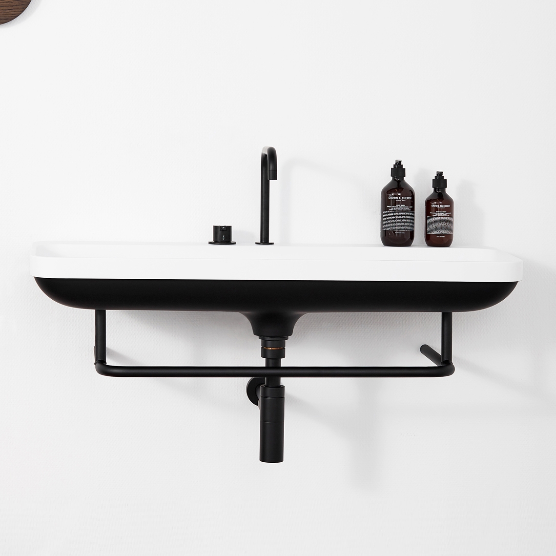 Display product Aim basin with black soft touch coating from manufacturer Not Only White