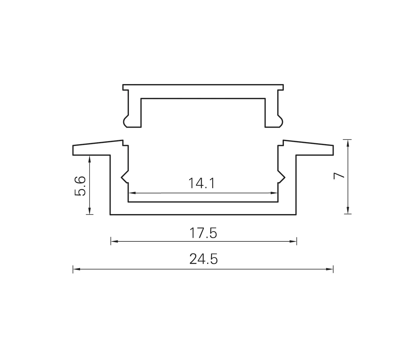 UNEX - Aluminium Profiles 17.5 x 7.0 mm with collar