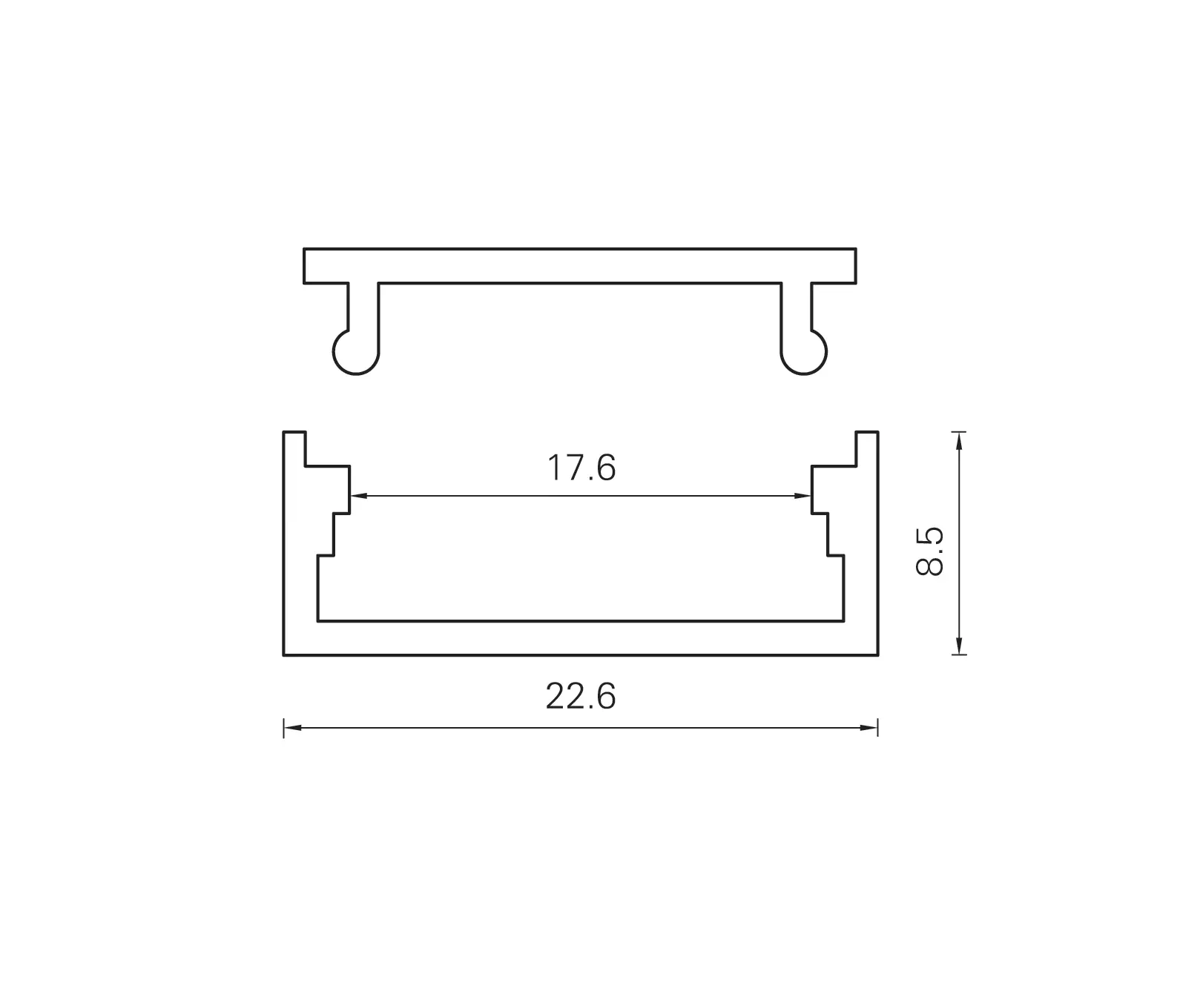 UNEX - Aluminium Profiles 22.6 x 8.5 mm