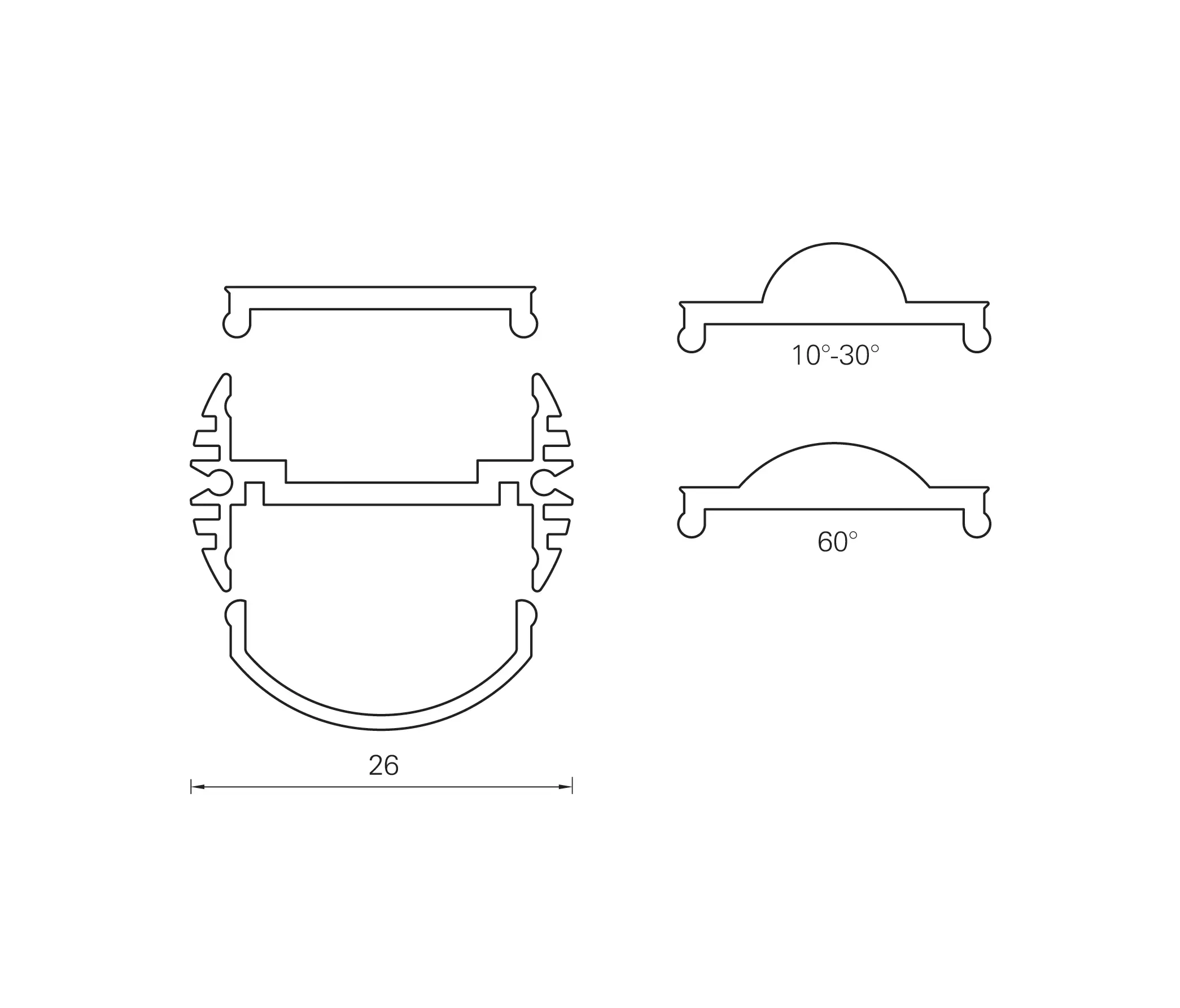 UNEX - Aluminium Profiles 26.0 mm round