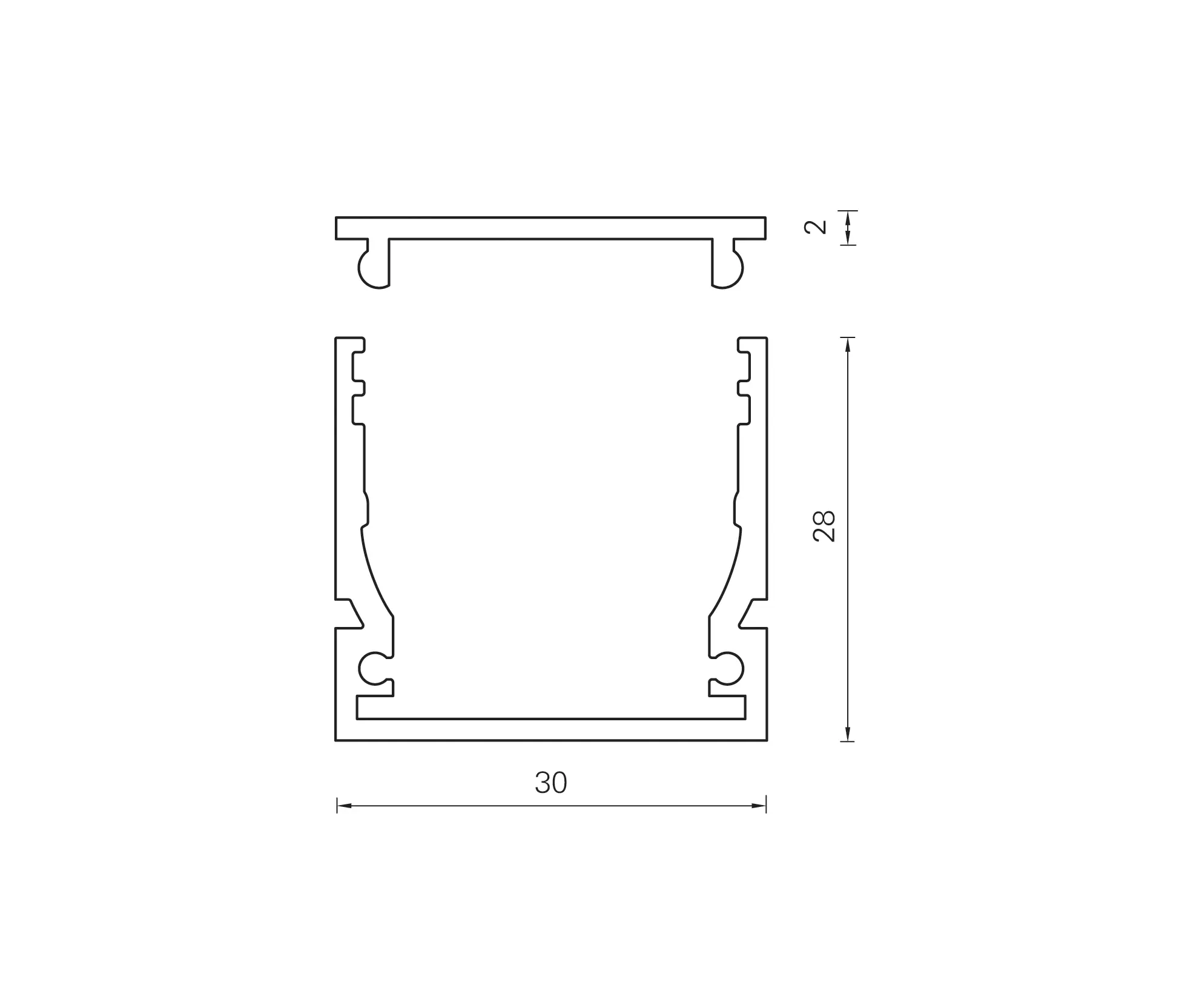 UNEX - Aluminium Profile 30.0 x 28.0 mm
