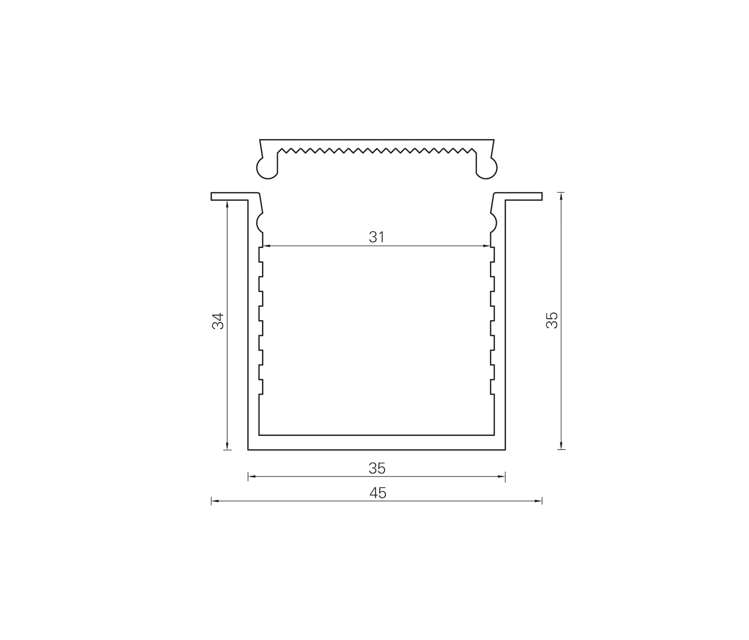 UNEX - Aluminium Profiles 35.0 x 35.0 mm with collar