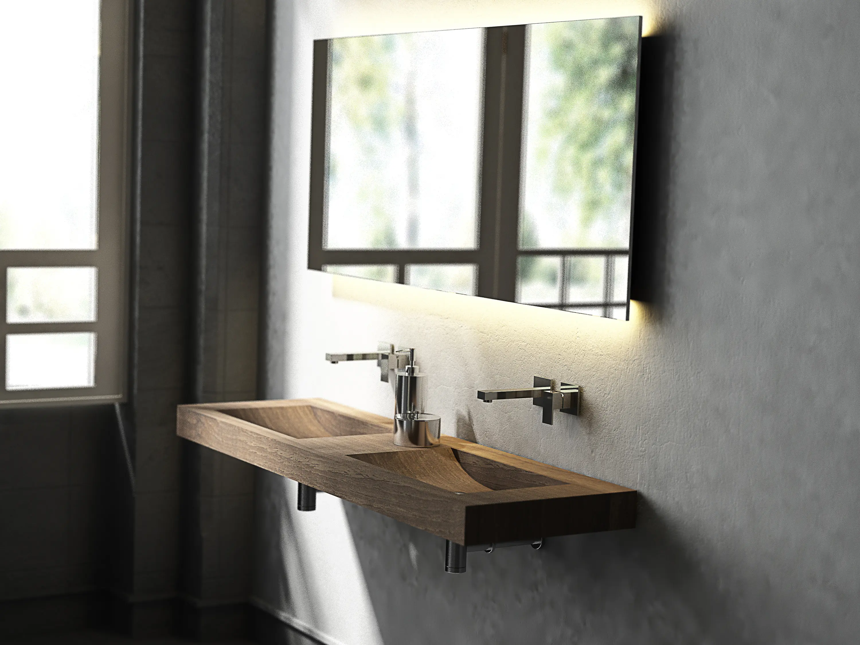 Idi Studio - Solid double wooden basin