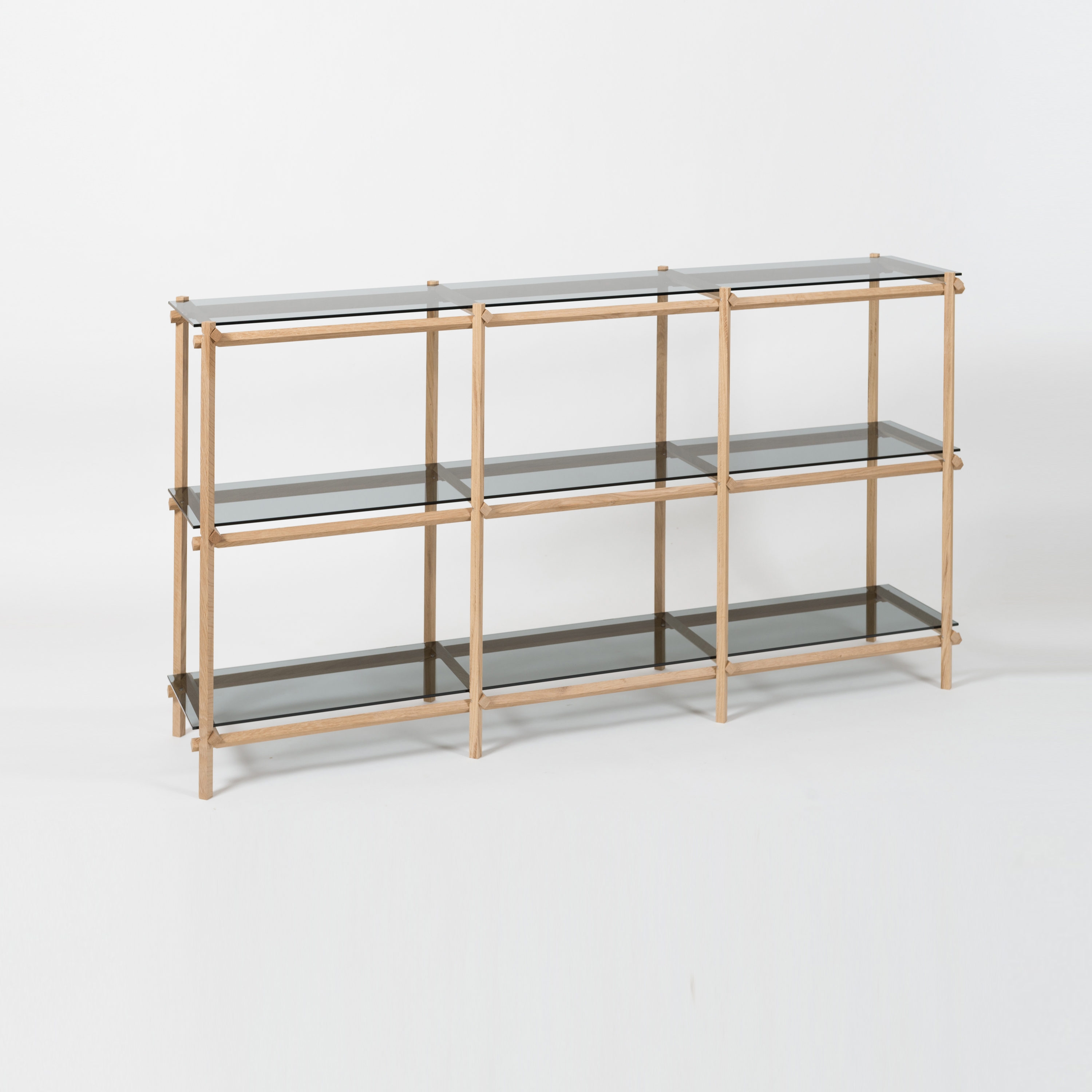 Display product Angled Cabinet | oak | grey glass from manufacturer Vij5