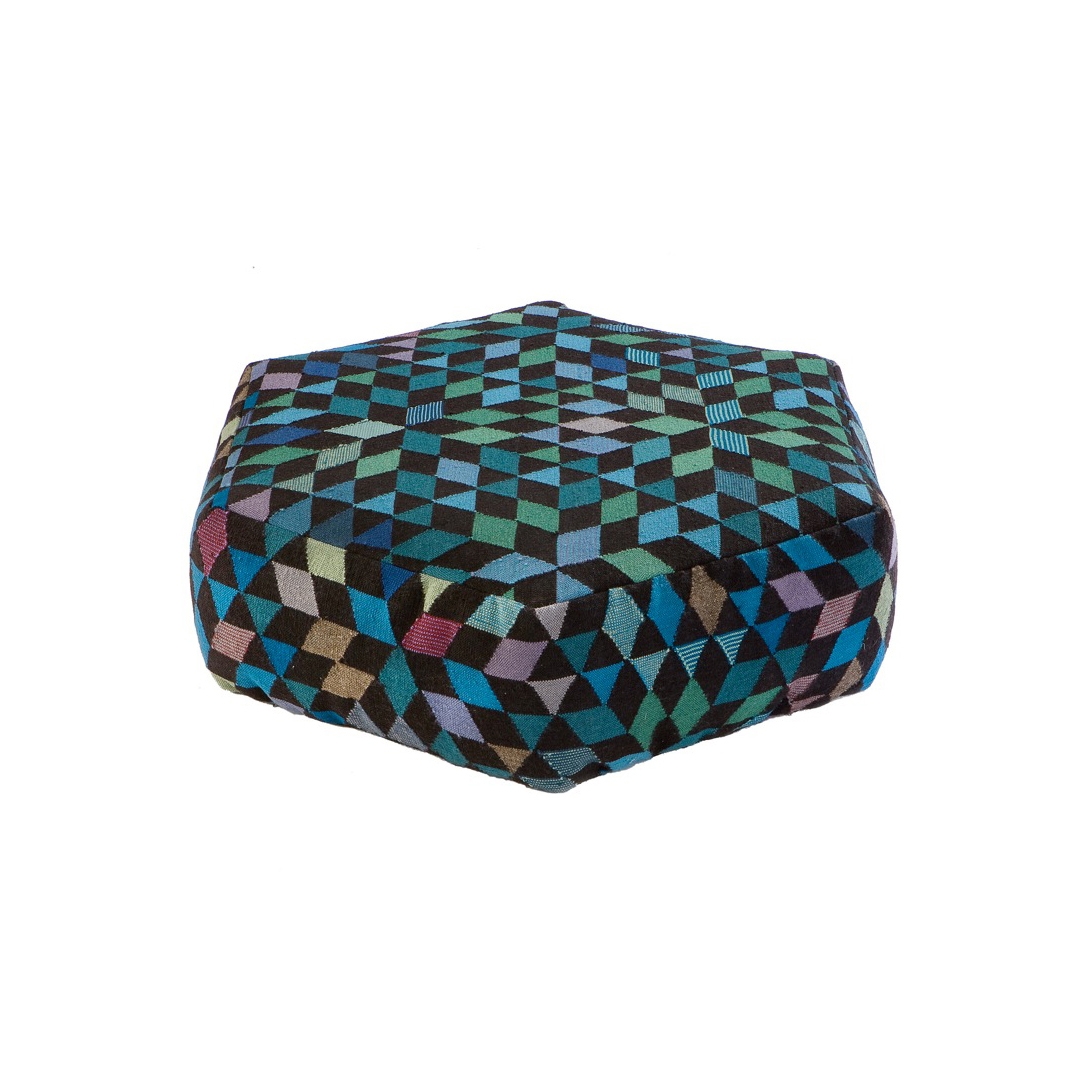 Triangles Pouf Diamond medallion blue-green low