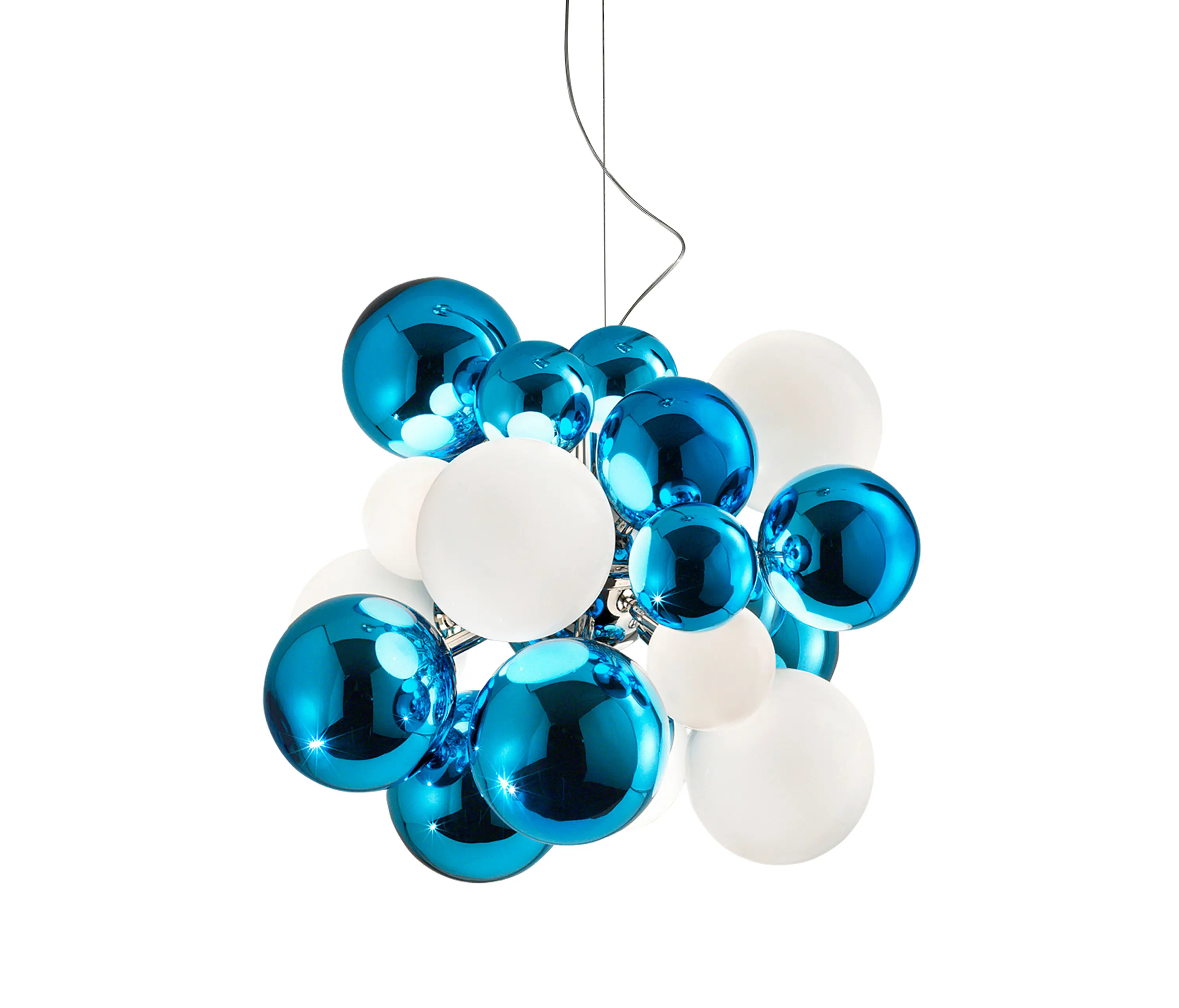 Babled - Digit Chandelier | Ceiling | mirrored acquamarine