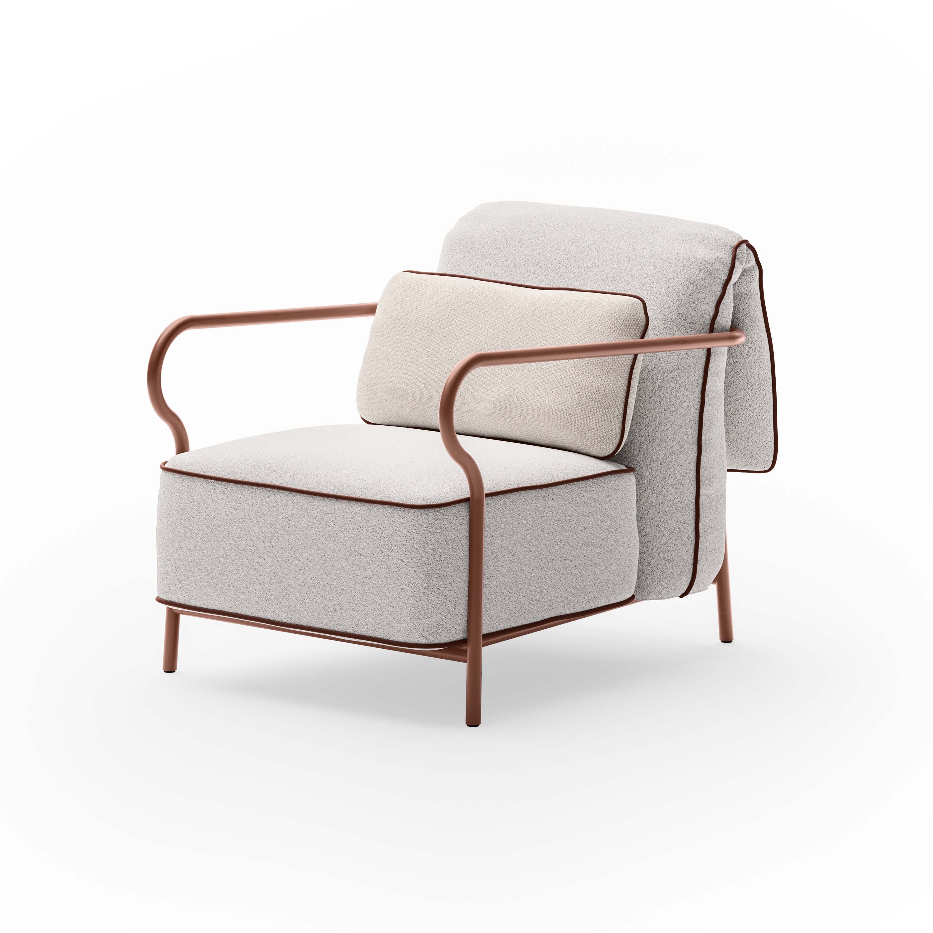 Armchair with seat and backrest cushion