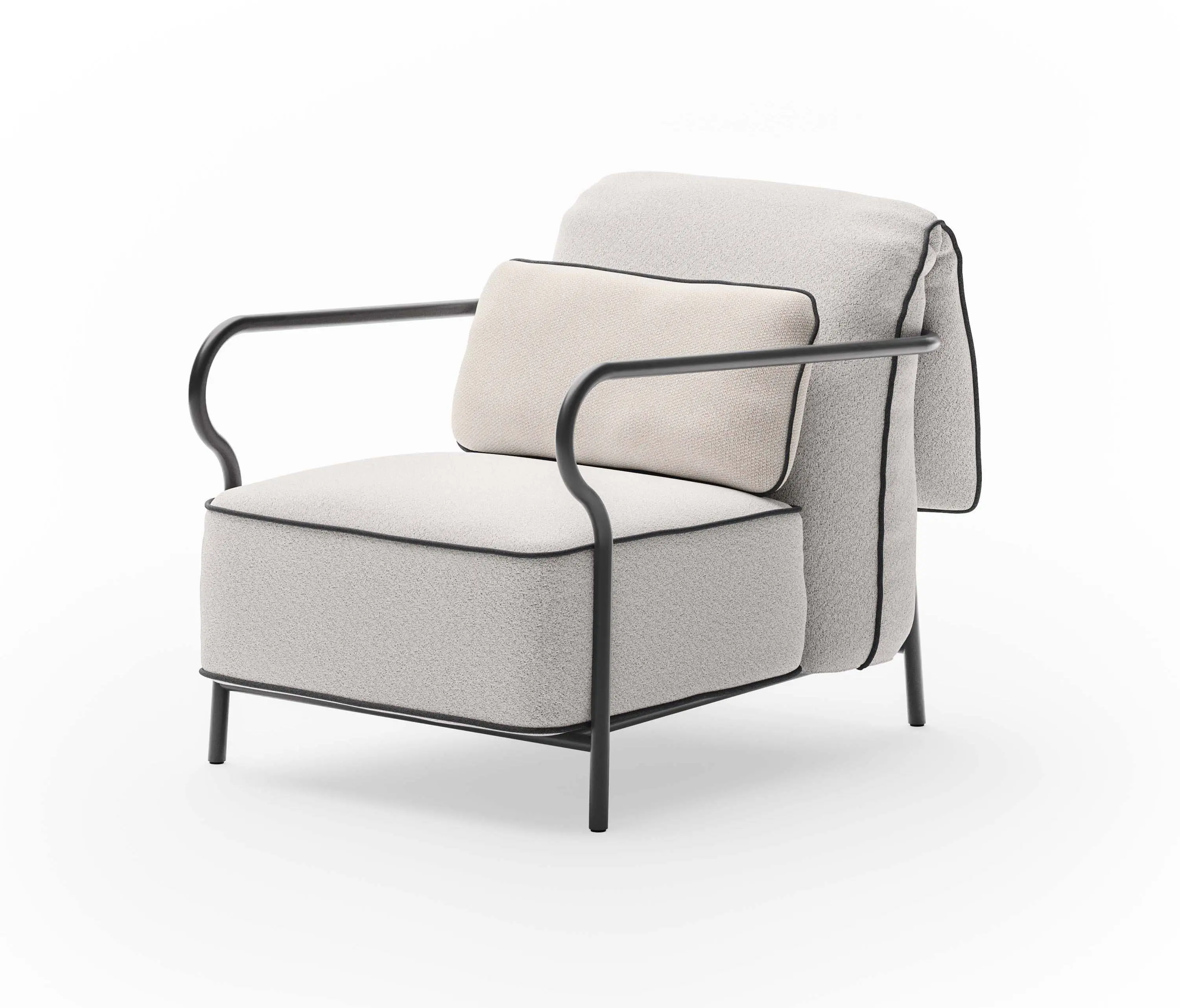Unopiù - Armchair with seat and backrest cushion