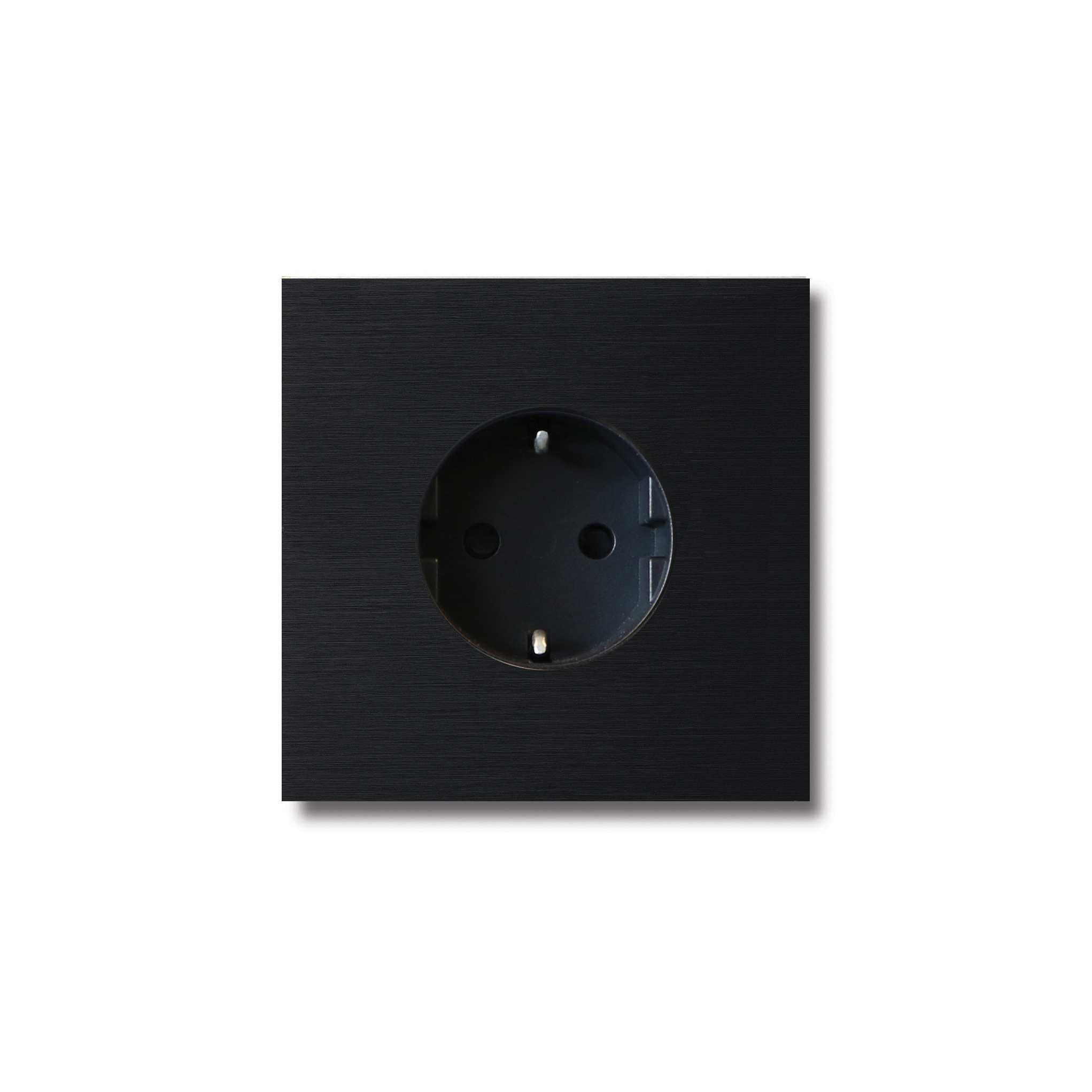 Power outlet - brushed black - 1-gang