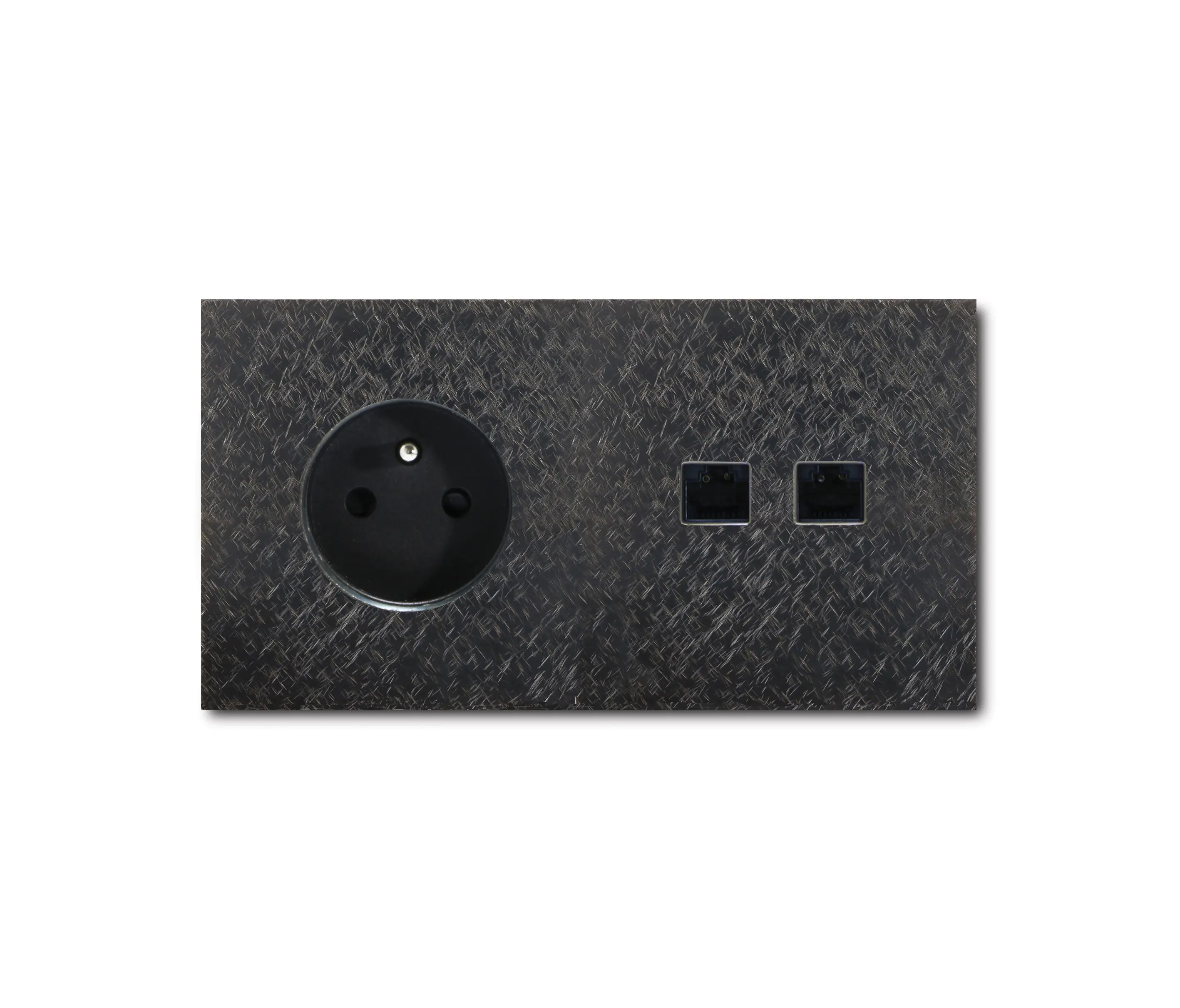 Basalte - Power RJ45 UTP-Anschluss - fer forgé gunmetal - 2 fach