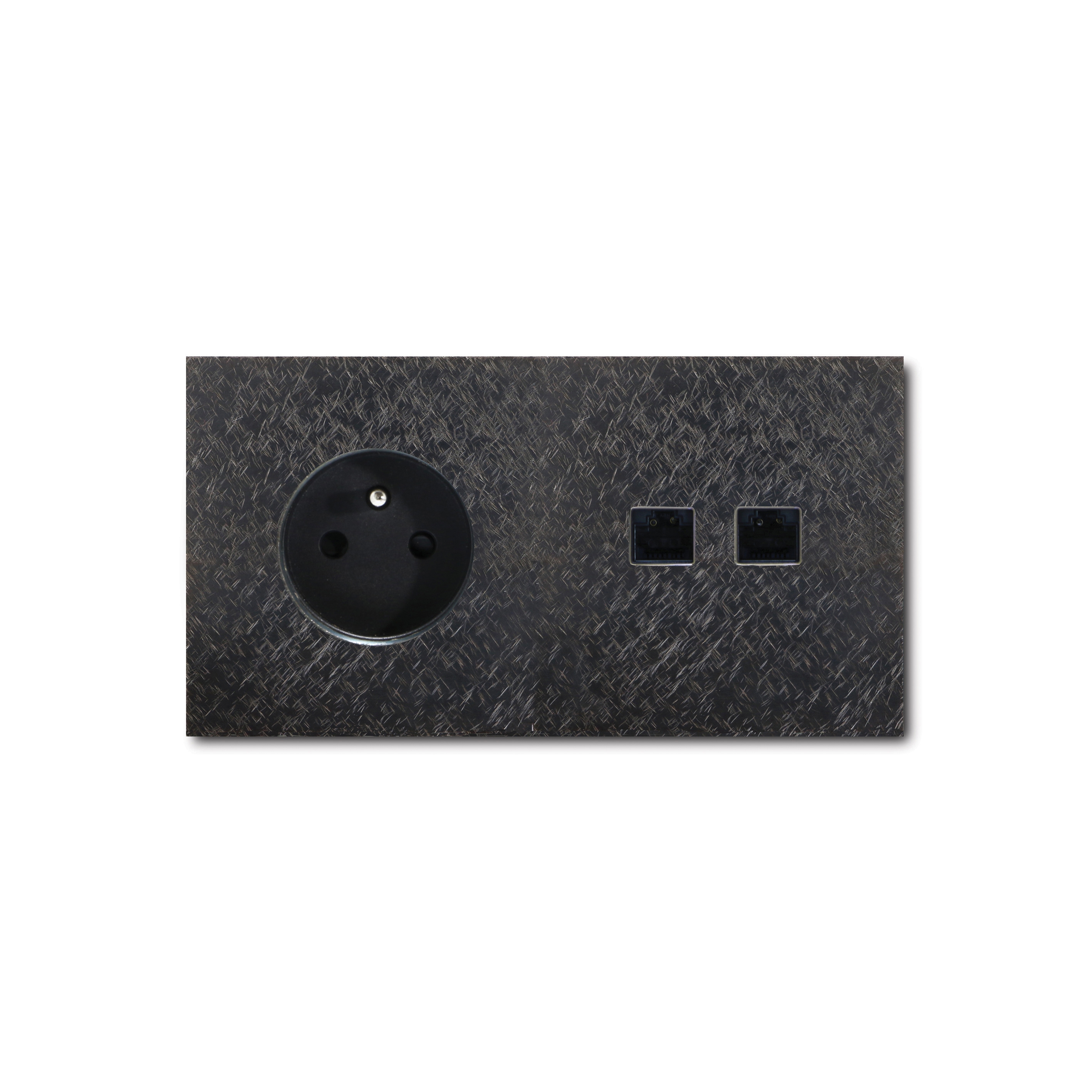 Mostrar el producto Power RJ45 outlet - fer forgé gunmetal - 2-gang del fabricante Basalte