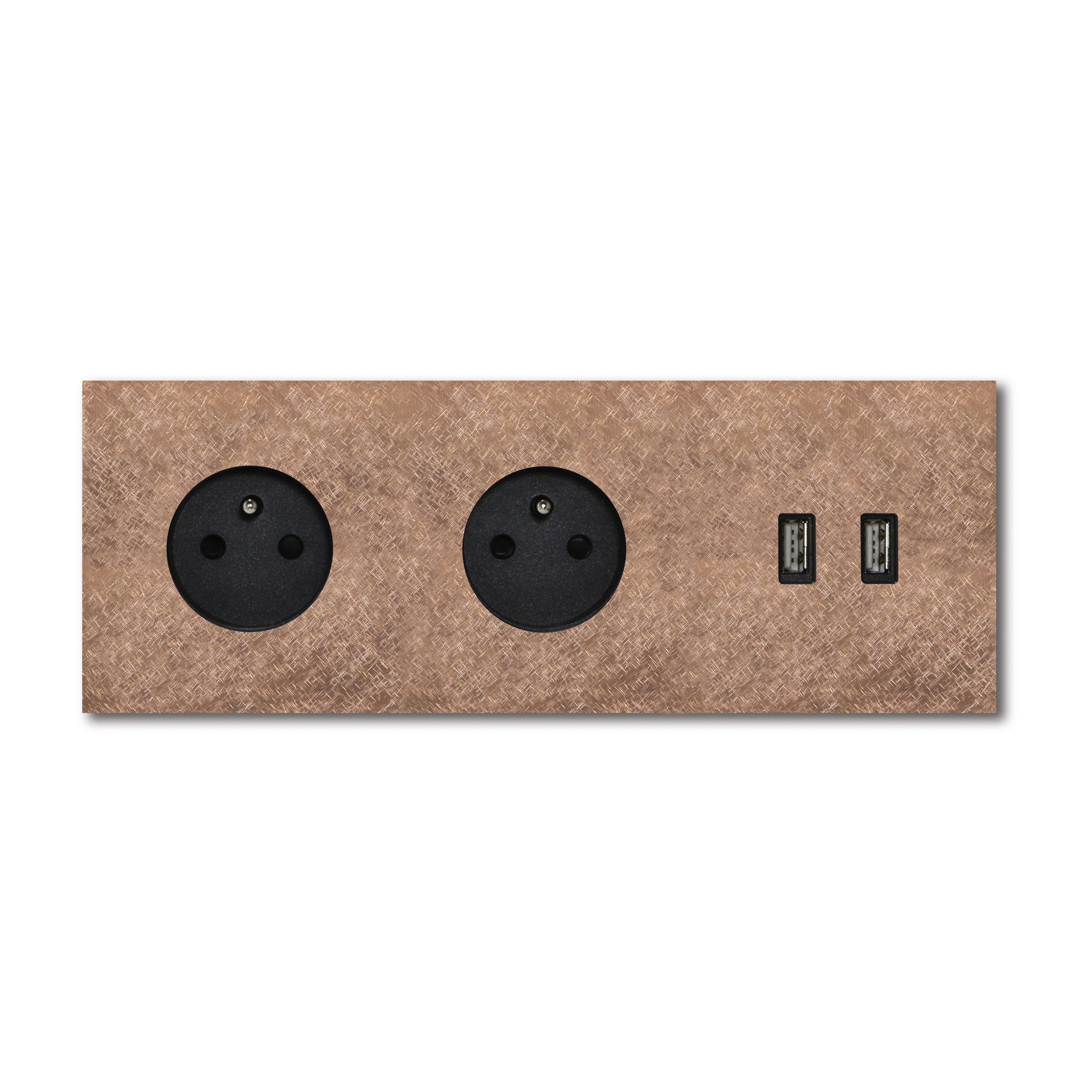 Power USB outlet - fer forgé rosé - 3-gang