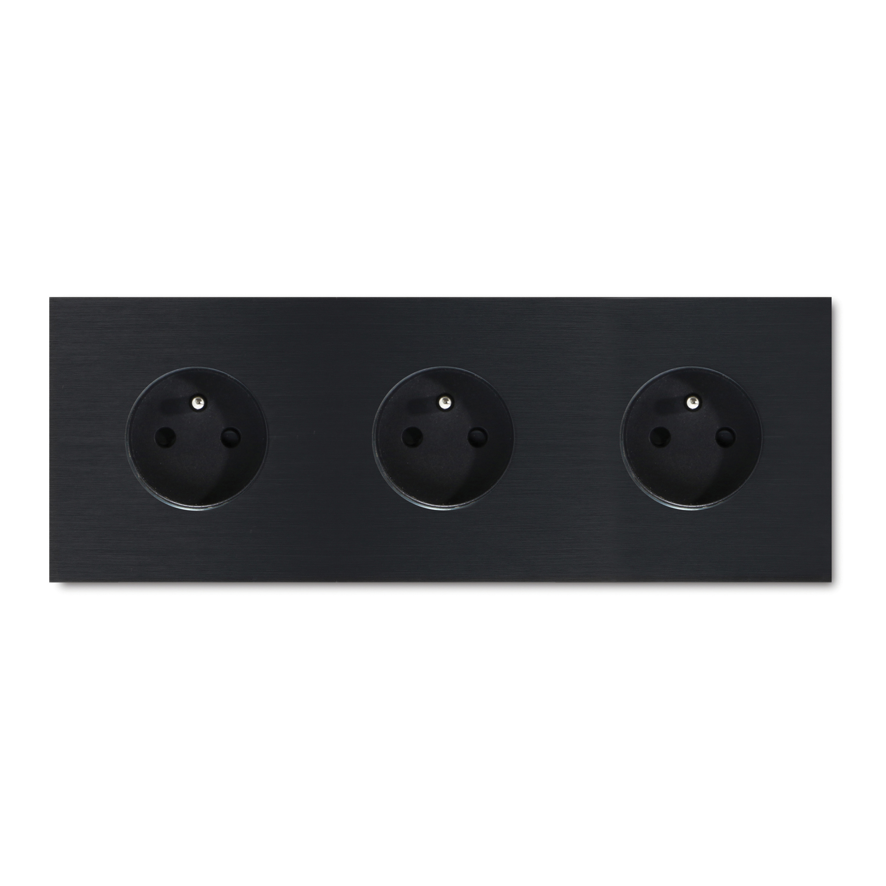 Display product Power outlet - brushed black - 3-gang from manufacturer Basalte