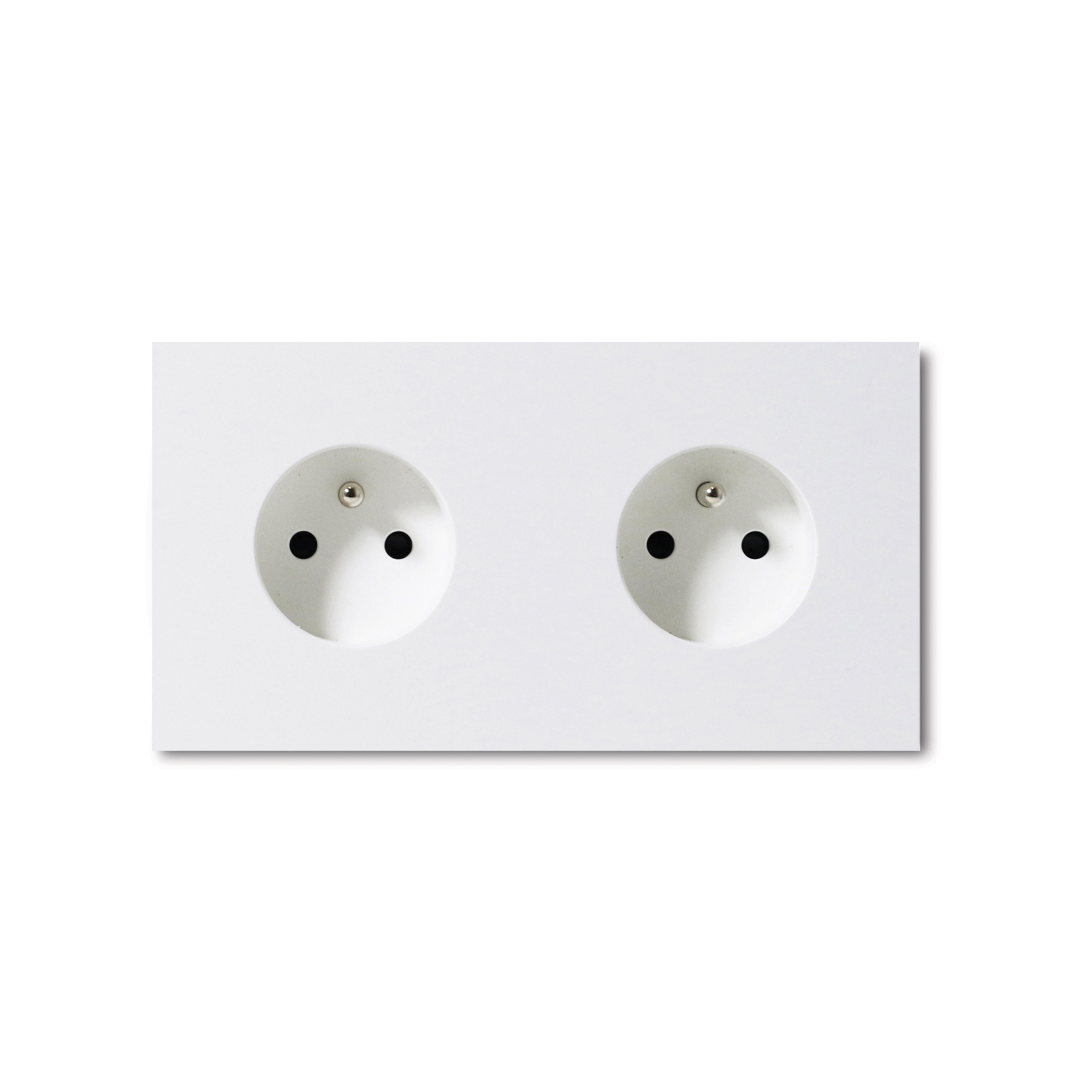 Power outlet - satin white - 2-gang