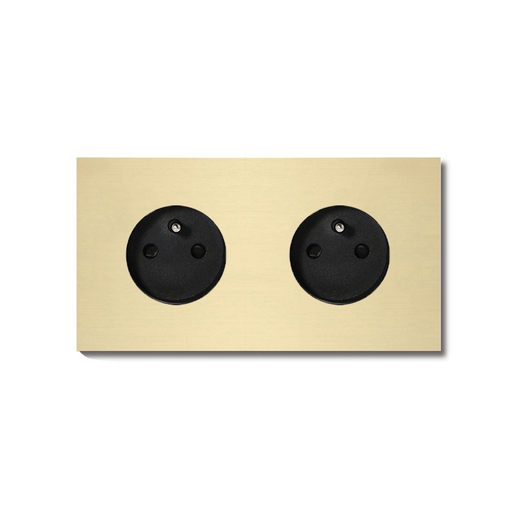 Display product Power outlet - brushed brass - 2-gang from manufacturer Basalte
