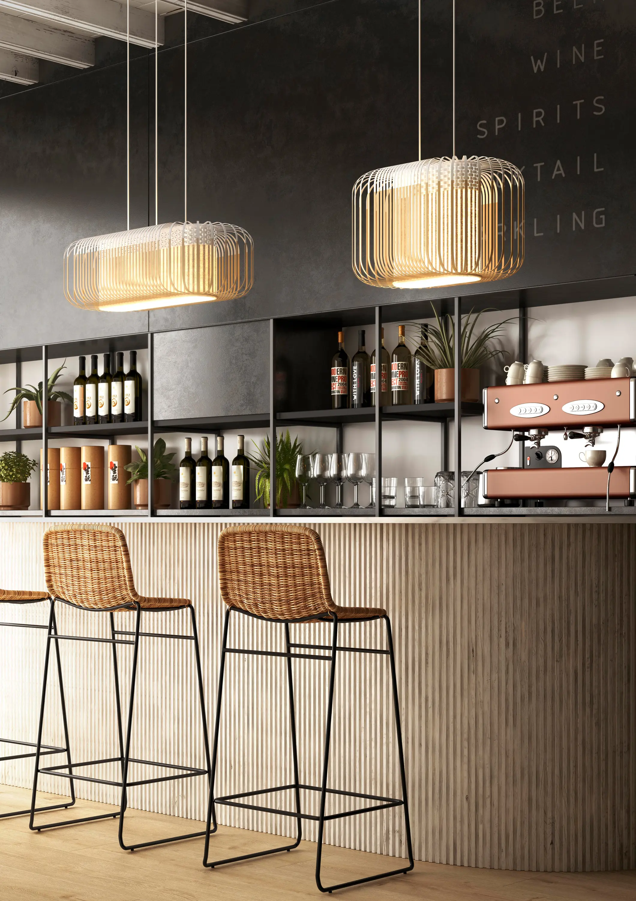 Forestier - Bamboo Oval | Pendant Lamp | M Black