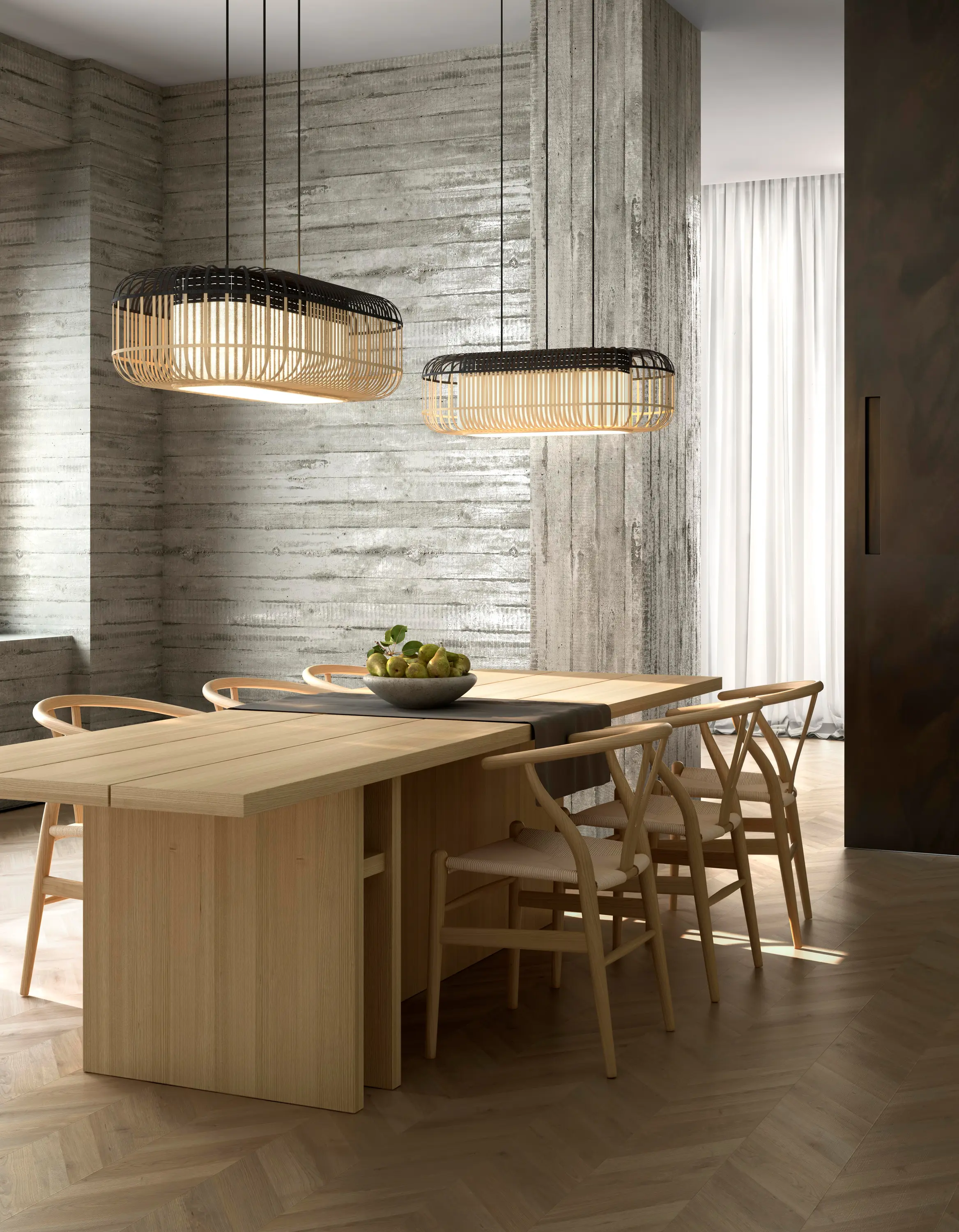 Forestier - Bamboo Oval | Pendant Lamp | M Black