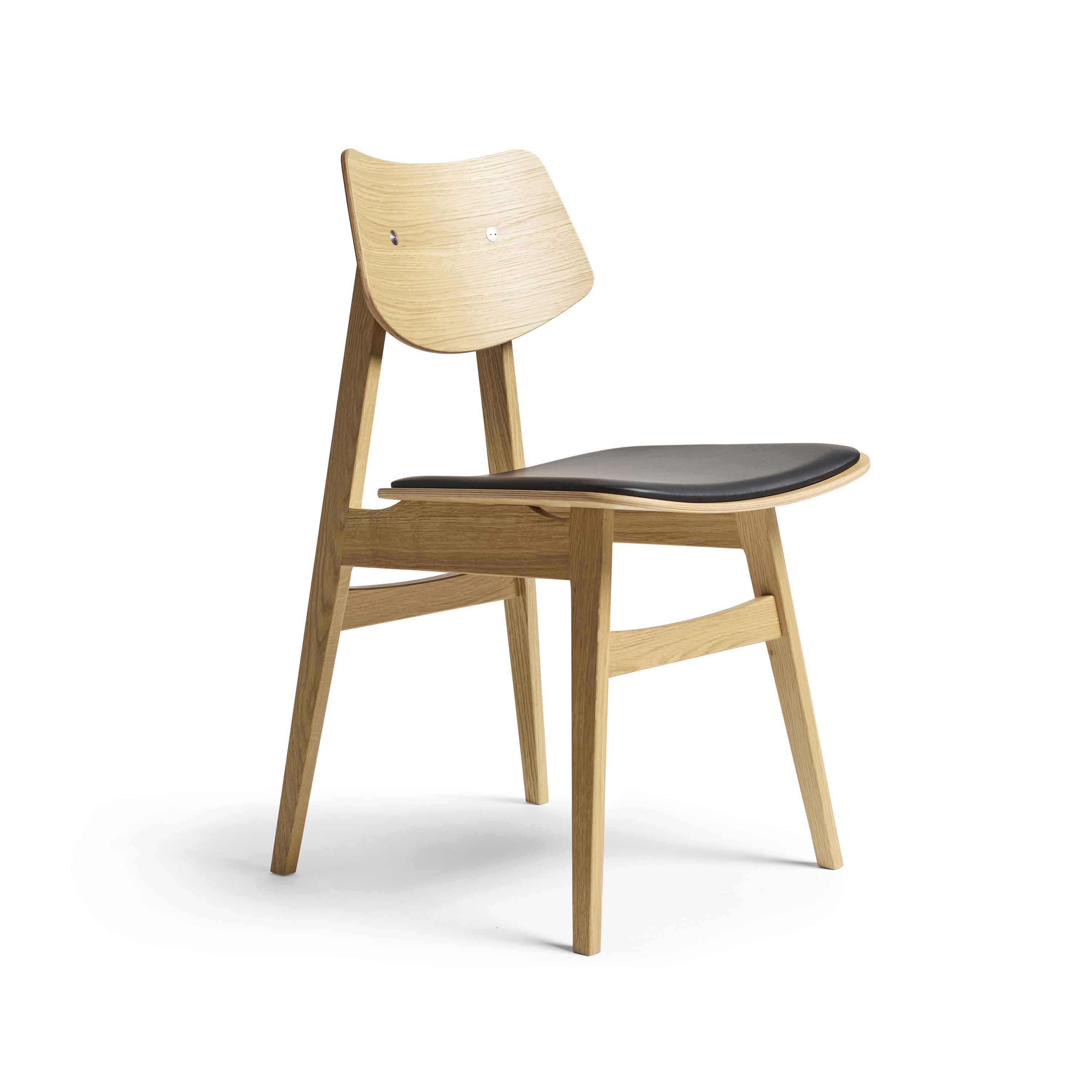 1960 Wood Chair Seat offset upholstery, Natural Oak