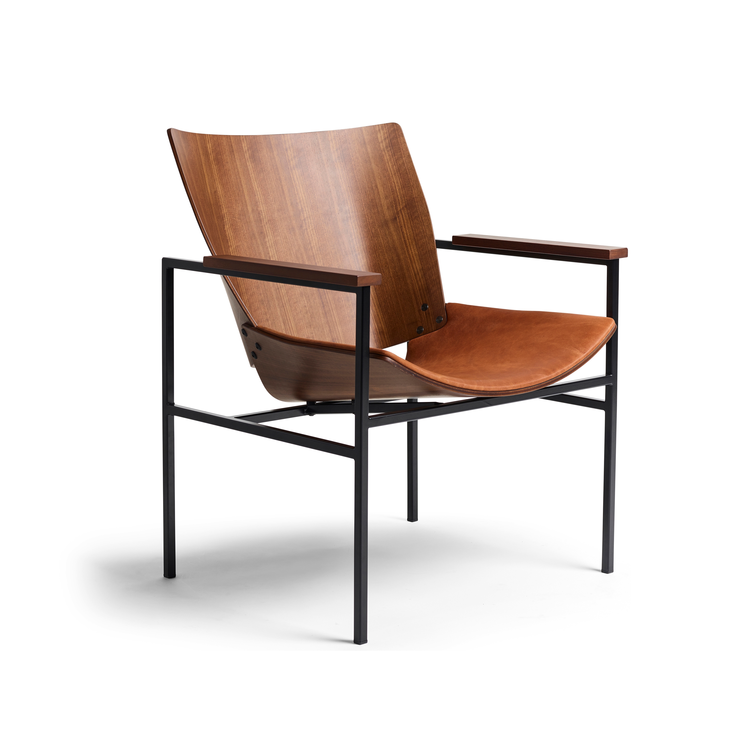 Shell Lounge Square Seat Upholstery, Natural Walnut