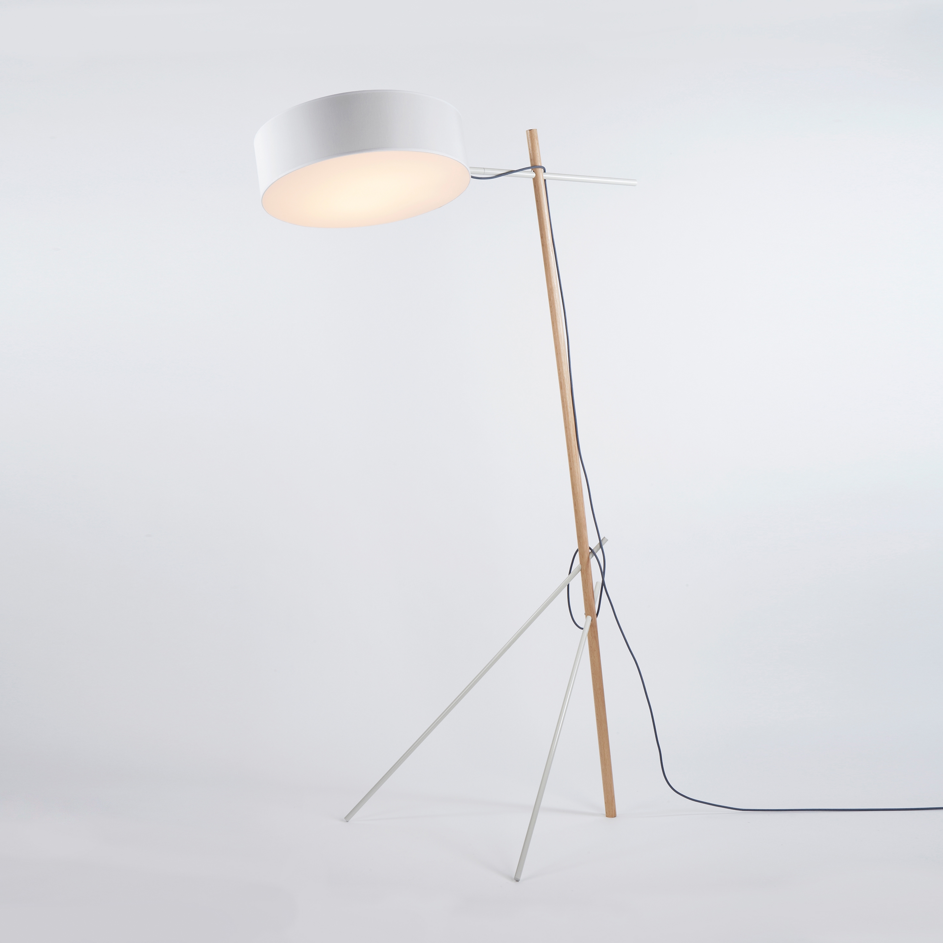 Display product Excel Floor Lamp (White/Oak) from manufacturer Roll & Hill