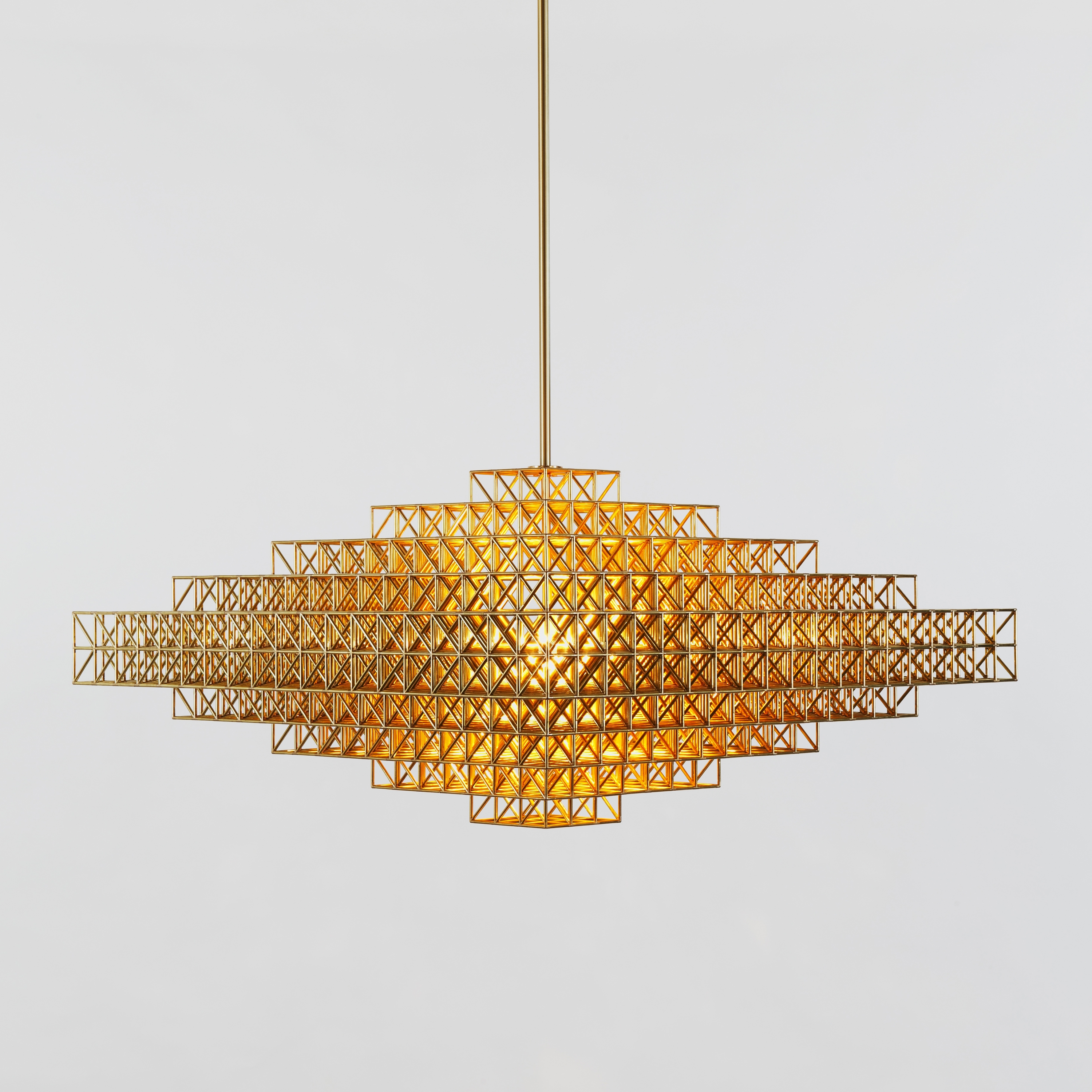 Display product Gridlock Pendant - 7440 (Raw brass) from manufacturer Roll & Hill