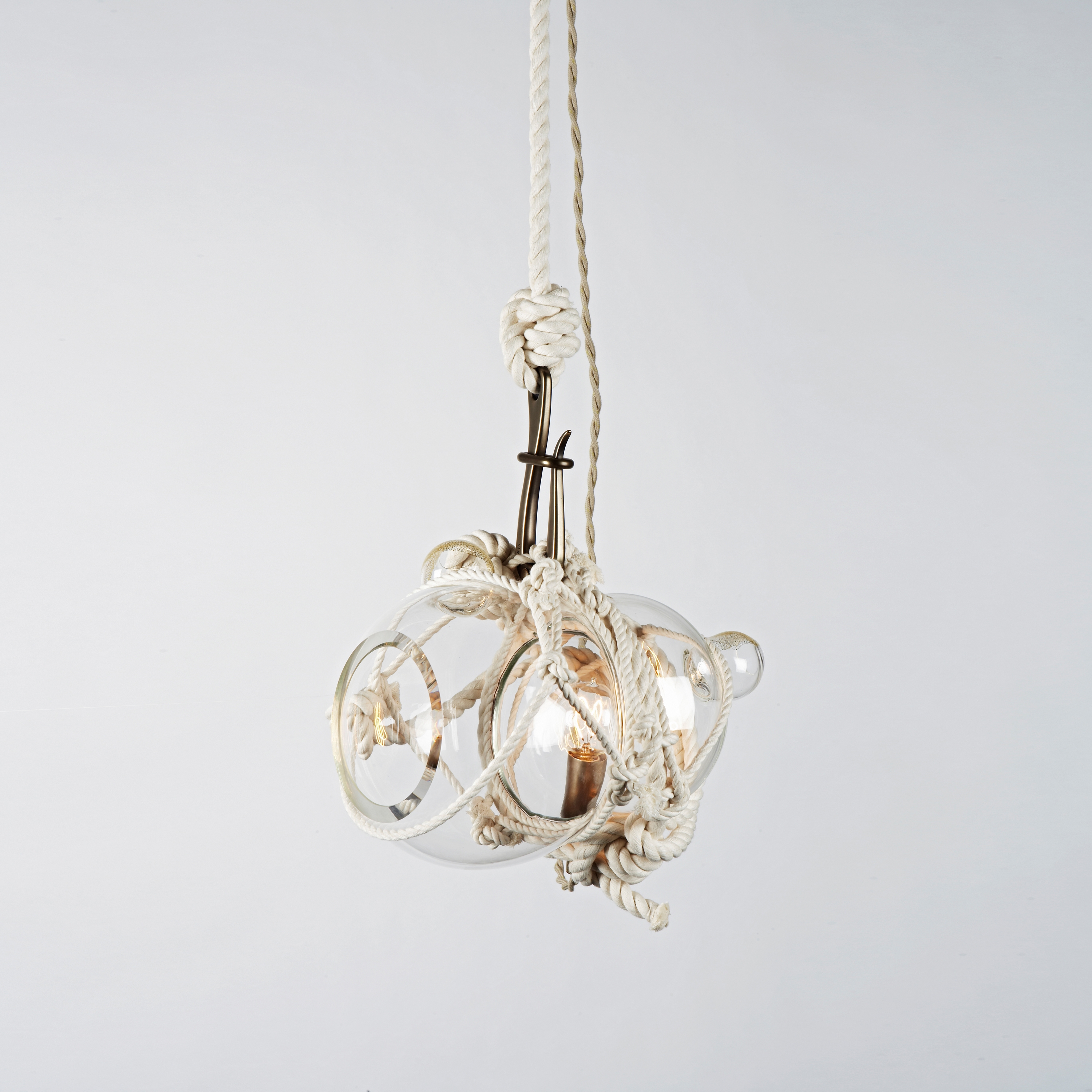 Display product Knotty Bubbles Pendant - Small (Natural/Clear) from manufacturer Roll & Hill