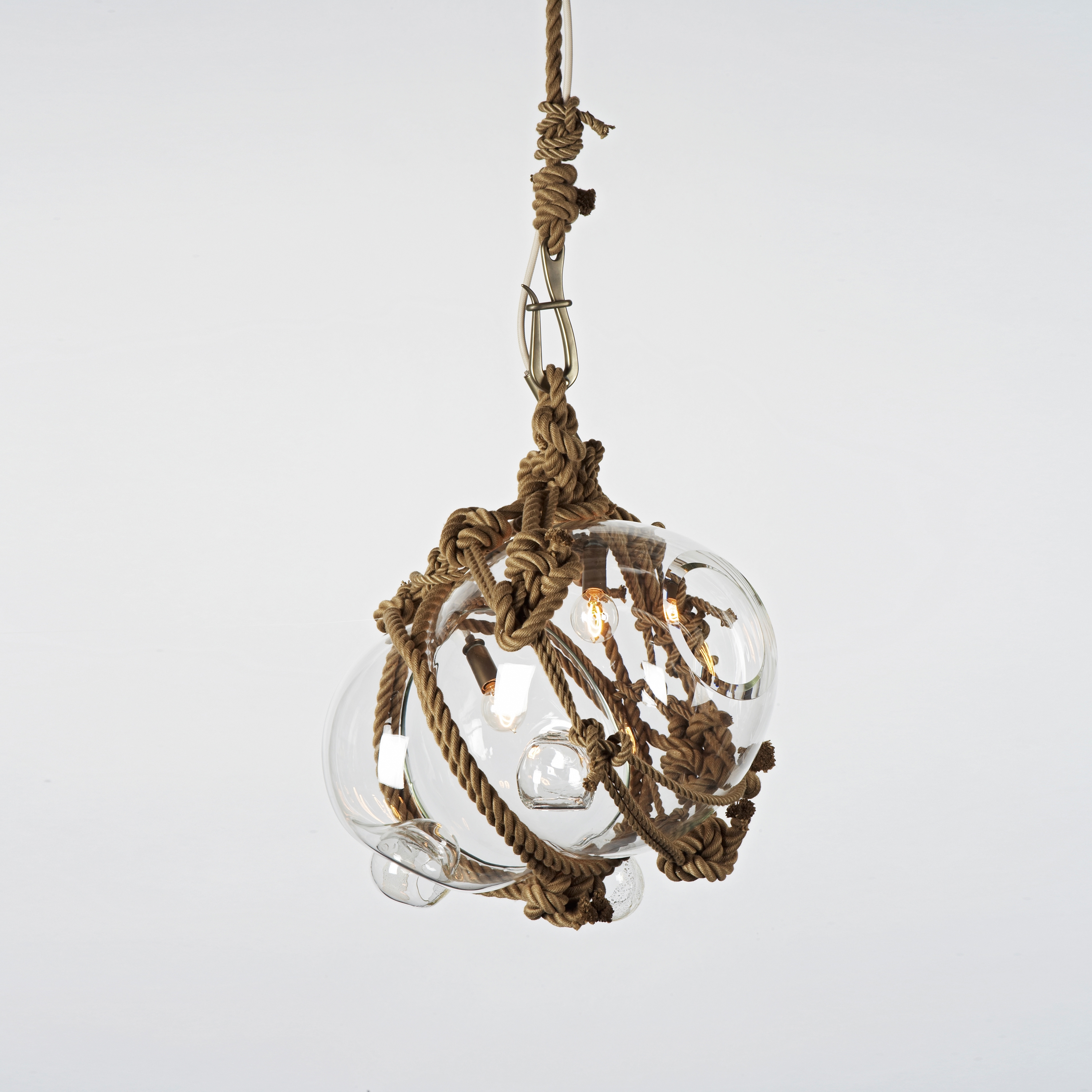 Display product Knotty Bubbles Pendant - Large (Khaki/Clear) from manufacturer Roll & Hill