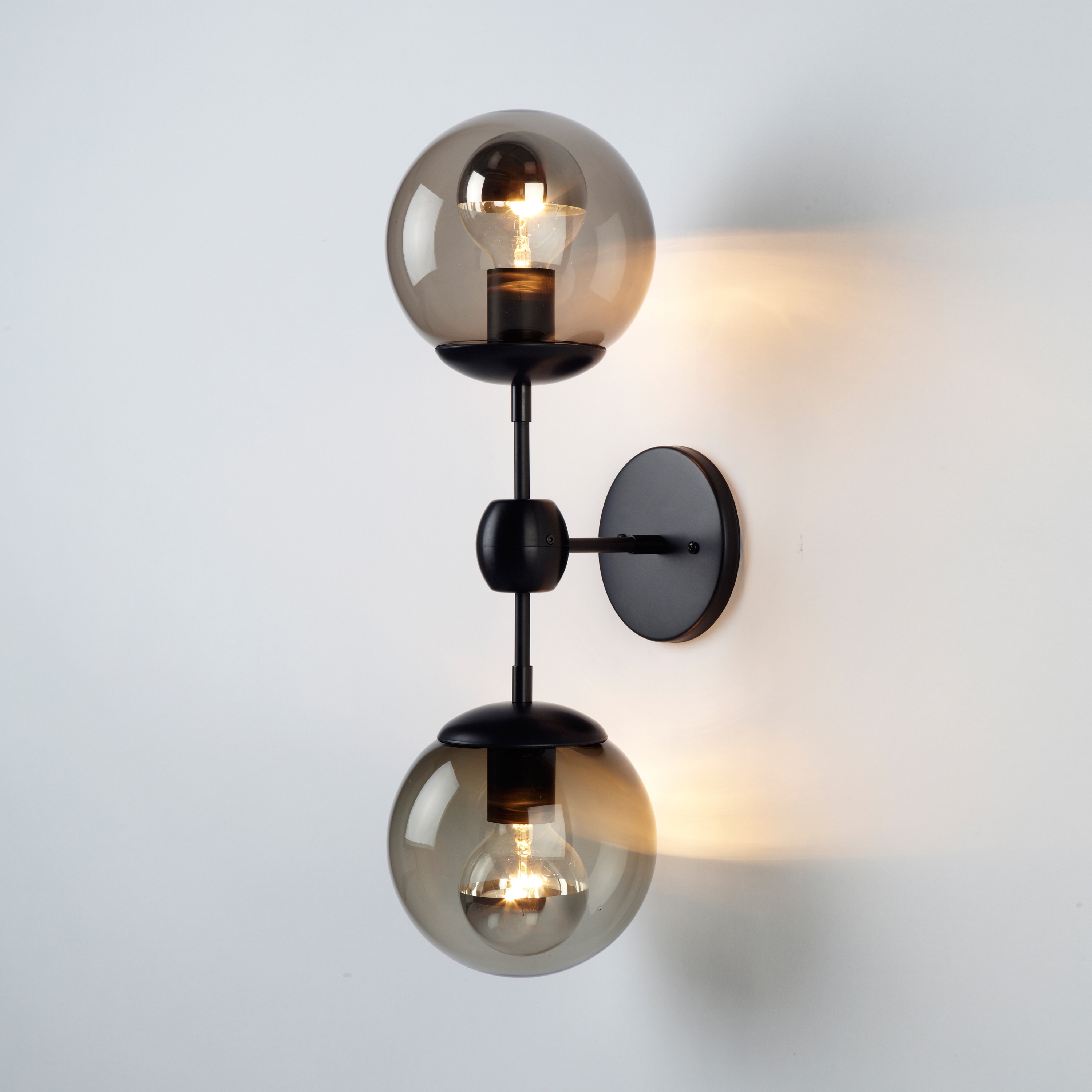 Display product Modo Sconce - 2 Globes (Black/Smoke) from manufacturer Roll & Hill