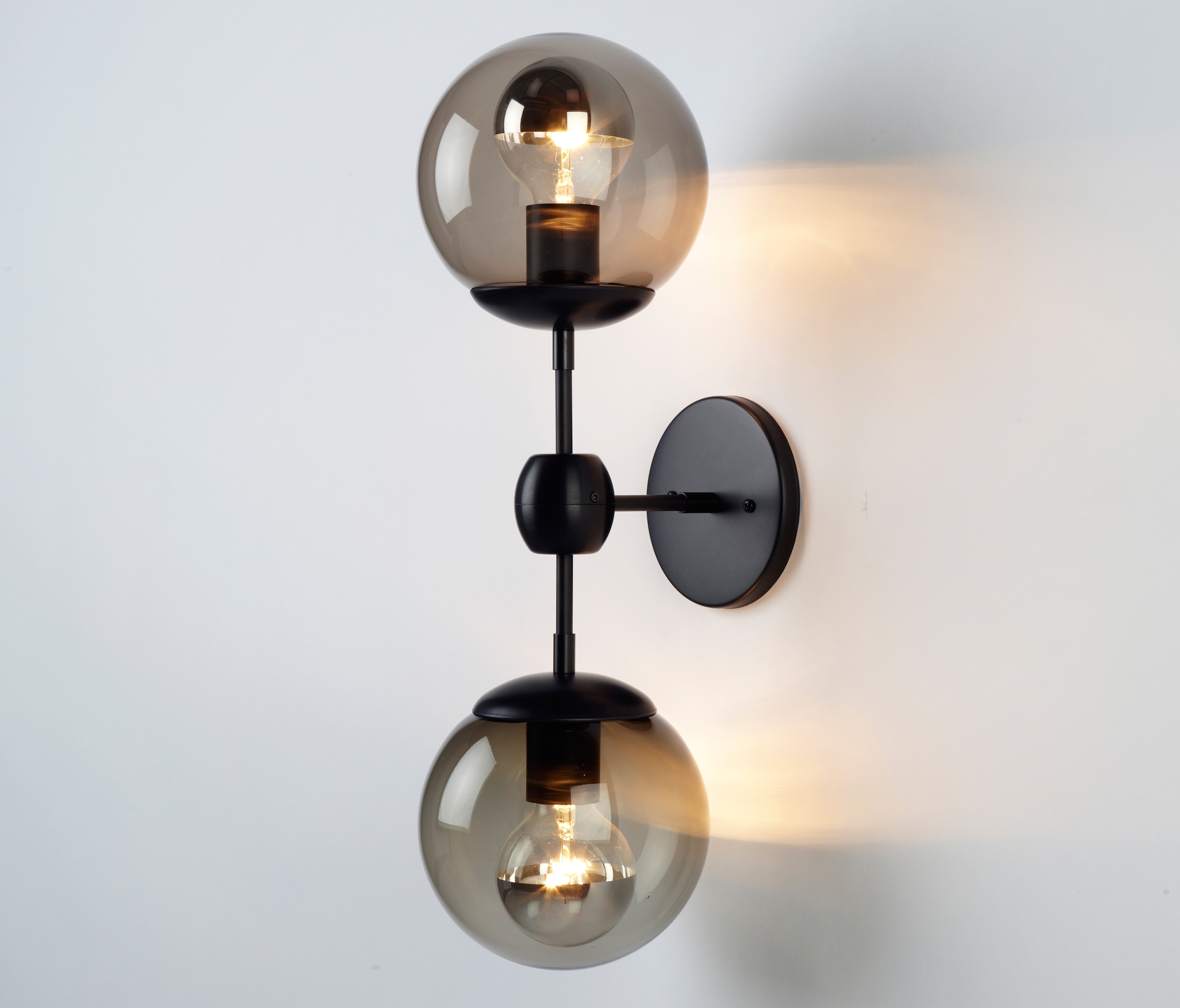 Display product Modo Sconce - 2 Globes (Black/Smoke) from manufacturer Roll & Hill