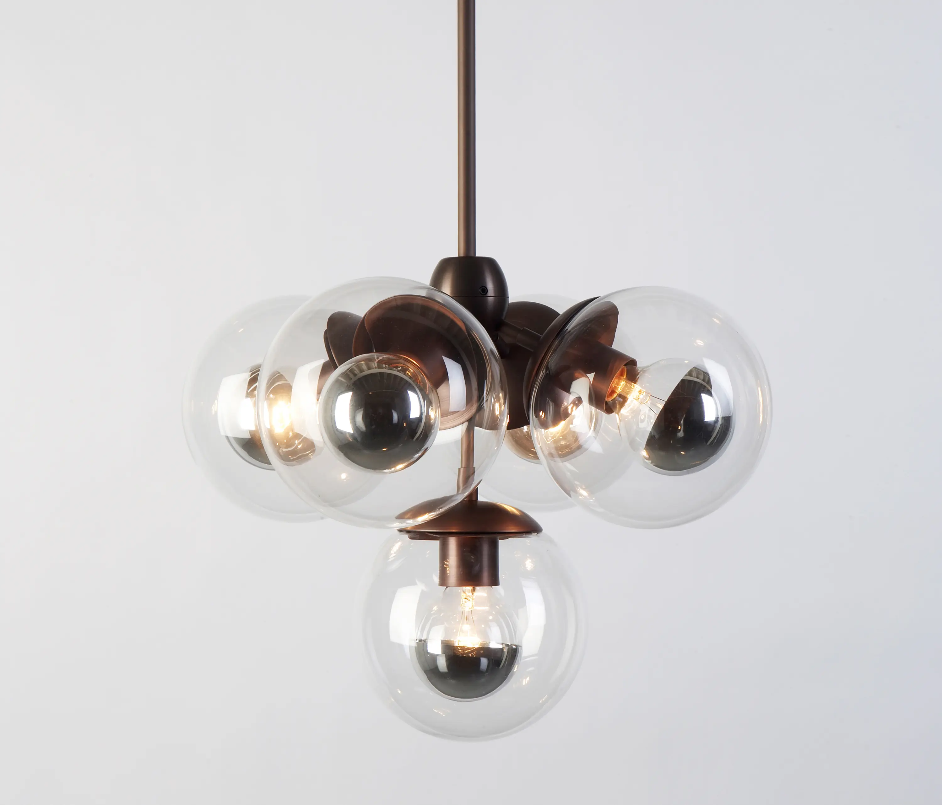 Roll & Hill - Modo Pendant - 5 Globes (Bronze/Clear)