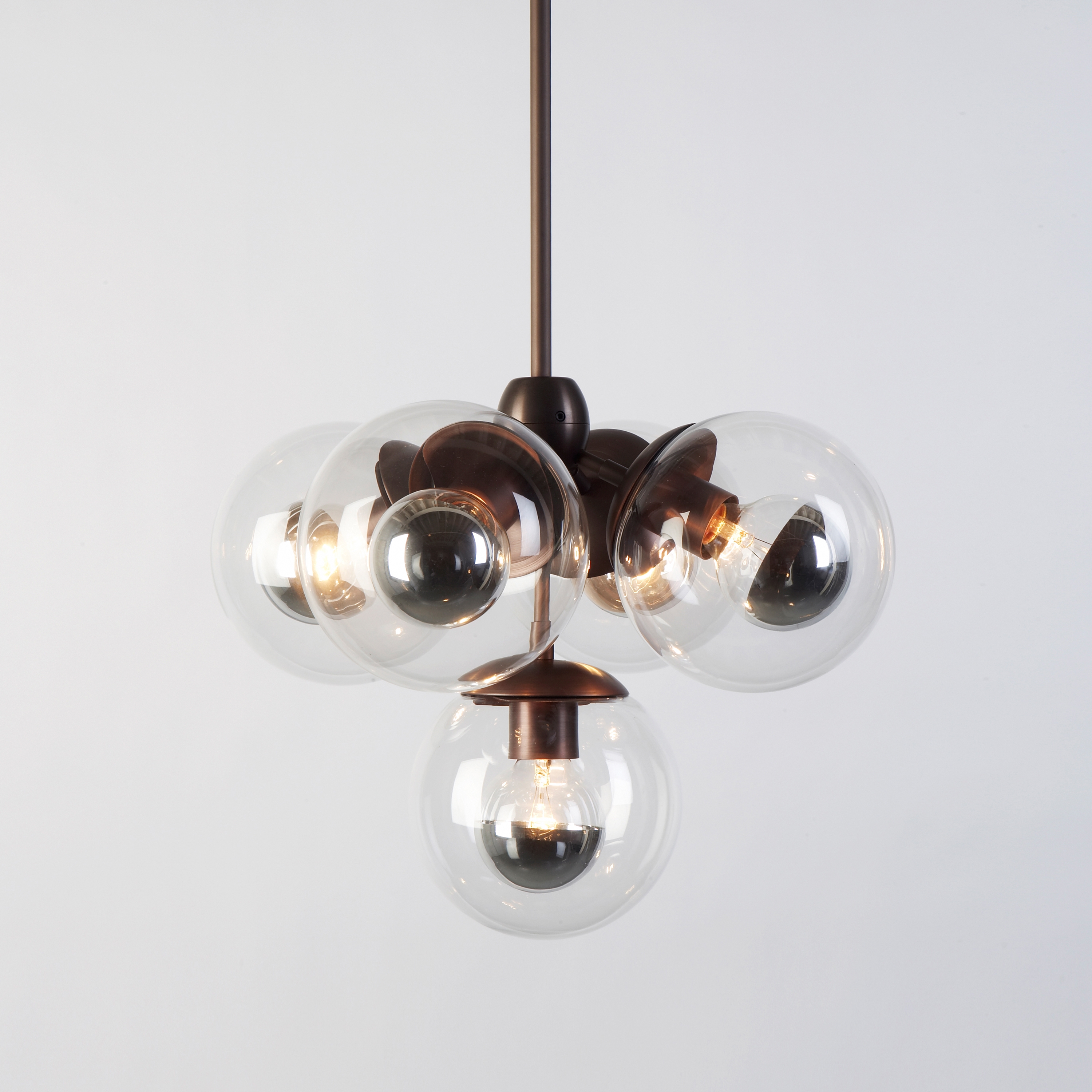 Display product Modo Pendant - 5 Globes (Bronze/Clear) from manufacturer Roll & Hill