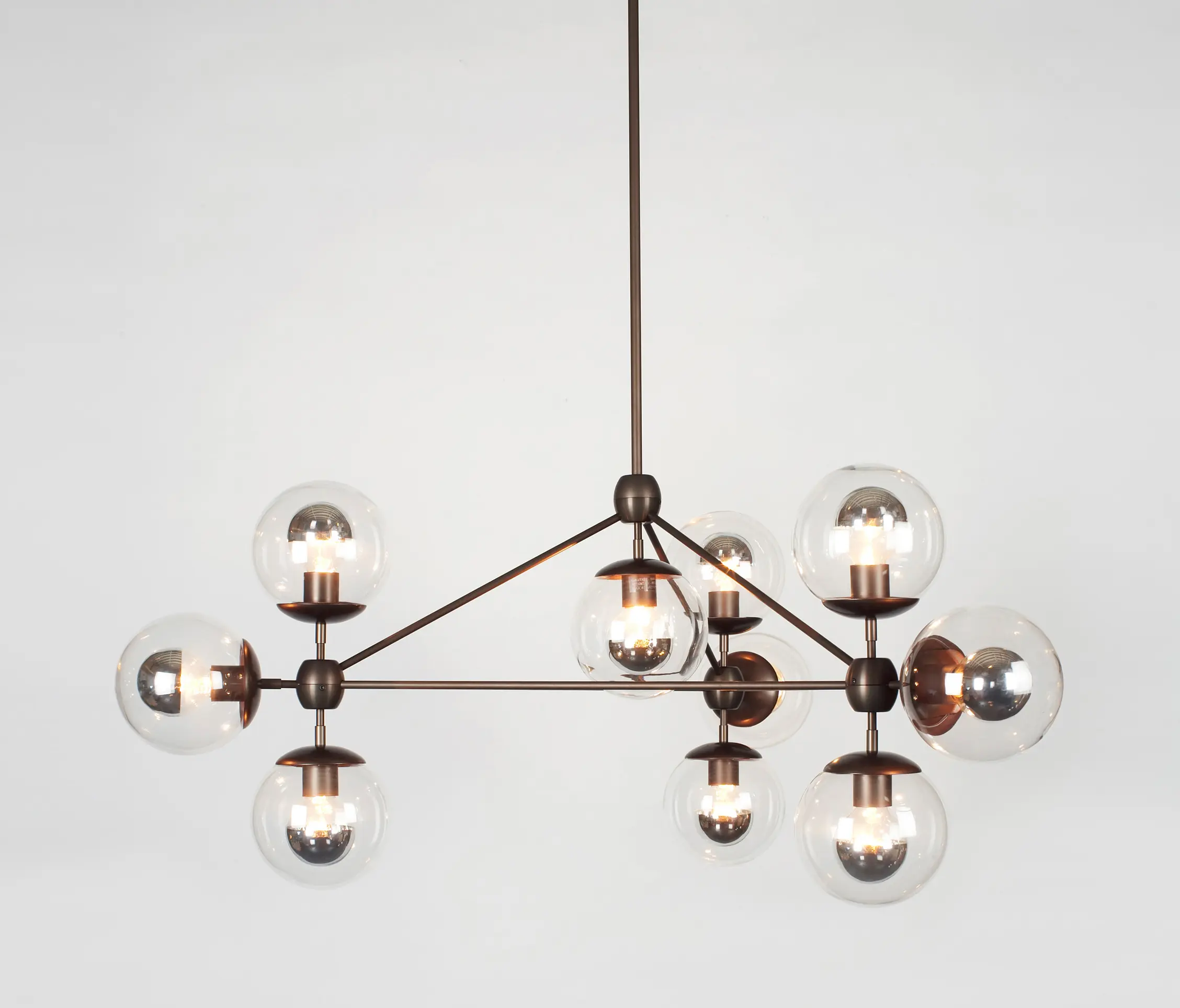 Roll & Hill - Modo Chandelier - 3 Sided, 10 Globes (Bronze/Clear)