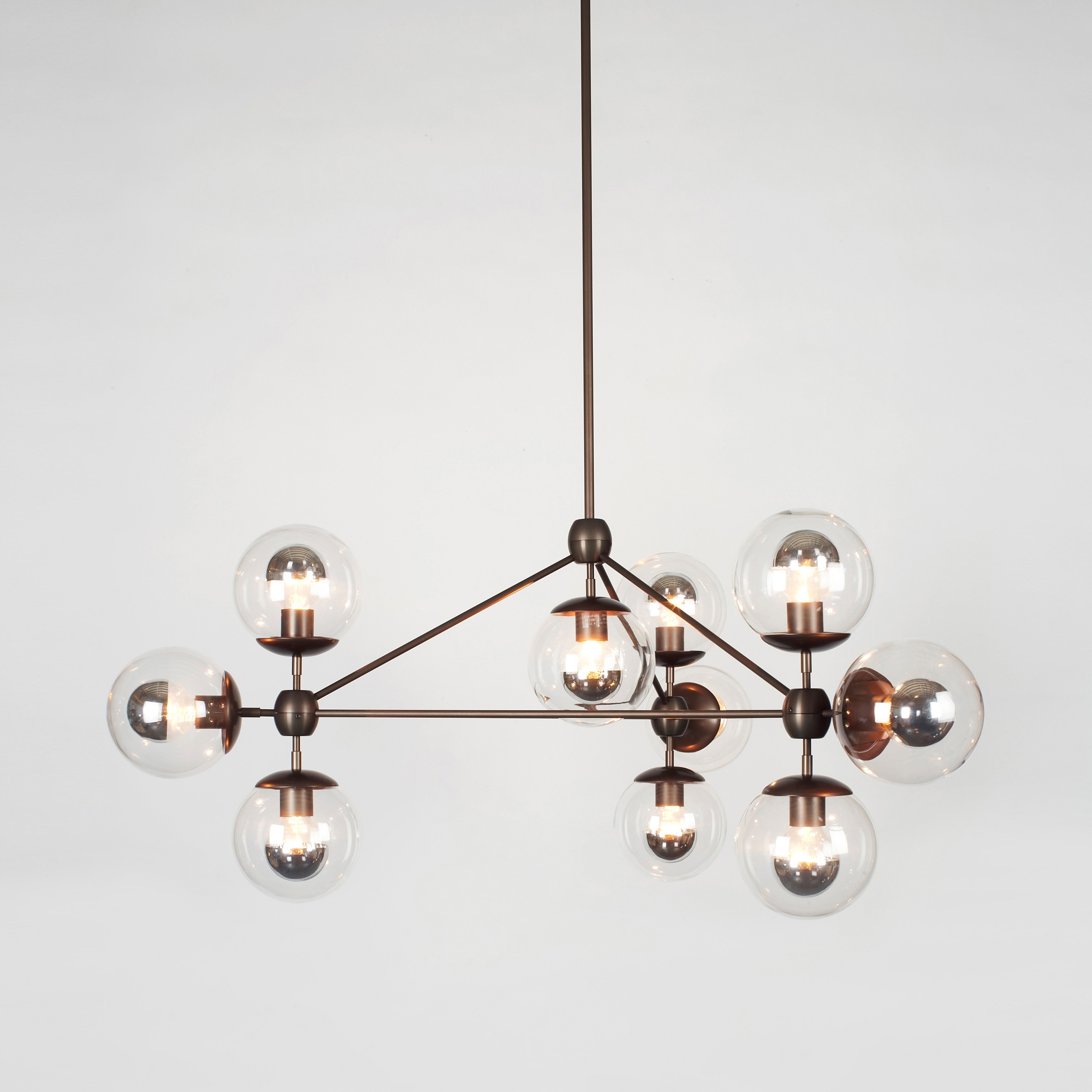 Modo Chandelier - 3 Sided, 10 Globes (Bronze/Clear)