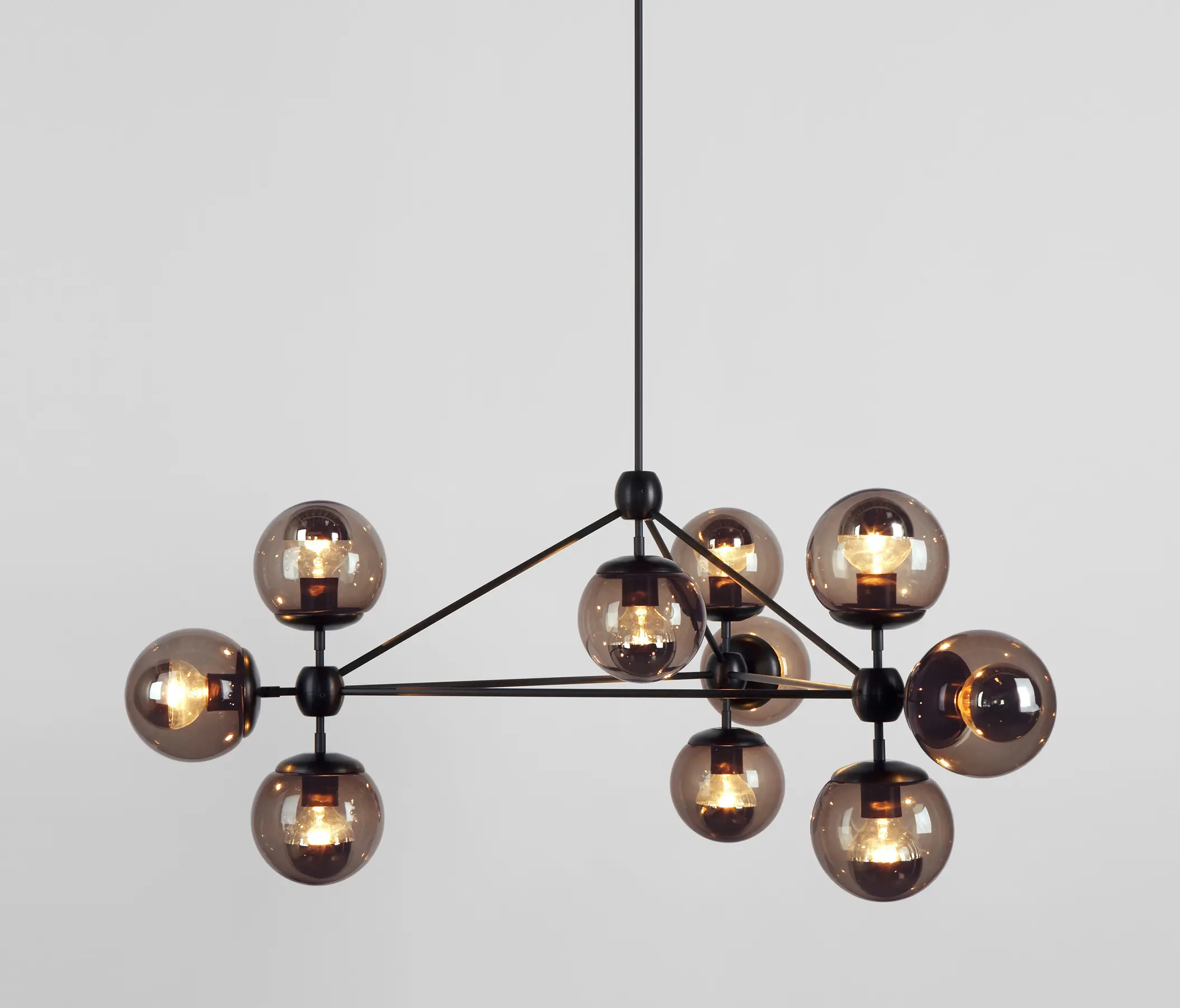 Roll & Hill - Modo Chandelier - 3 Sided, 10 Globes (Black/Smoke)